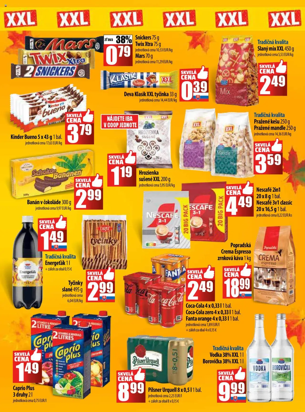 Nové COOP Jednota akcie – leták je platný od 04.09.2025 | Strana: 5 | Produkty: Káva, Borovička, Hrozienka, Fanta