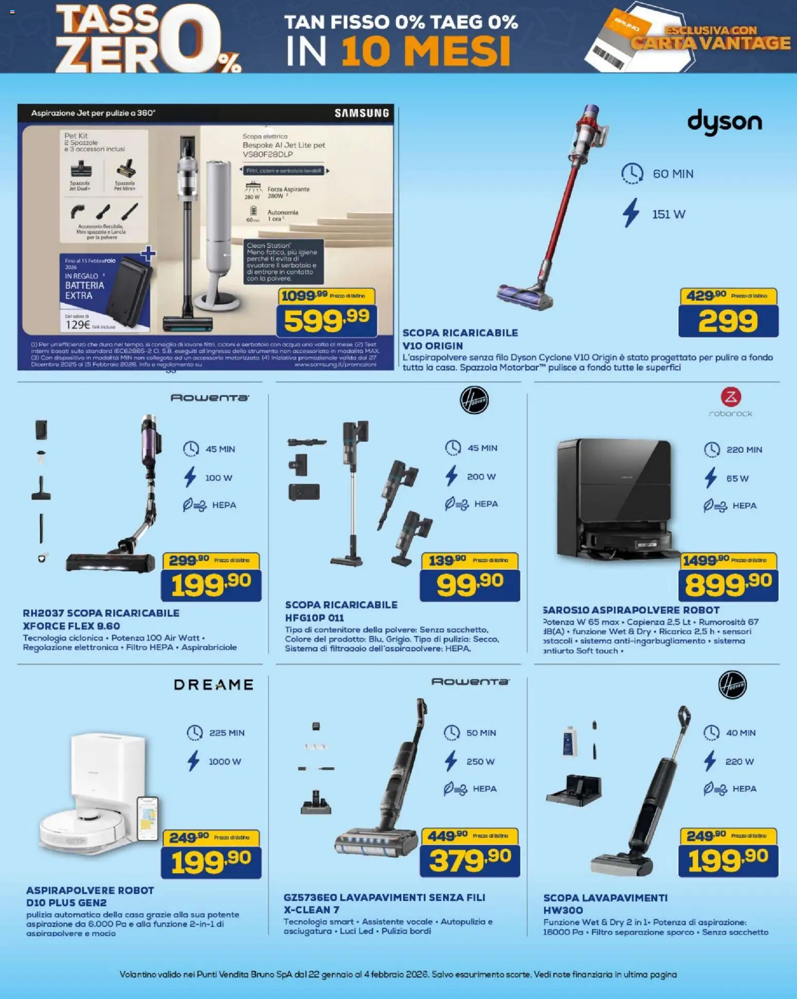 Volantino BRUNO del 22.01.2026 | Pagina: 28 | Prodotti: Scopa elettrica, Scopa, Dyson, Samsung