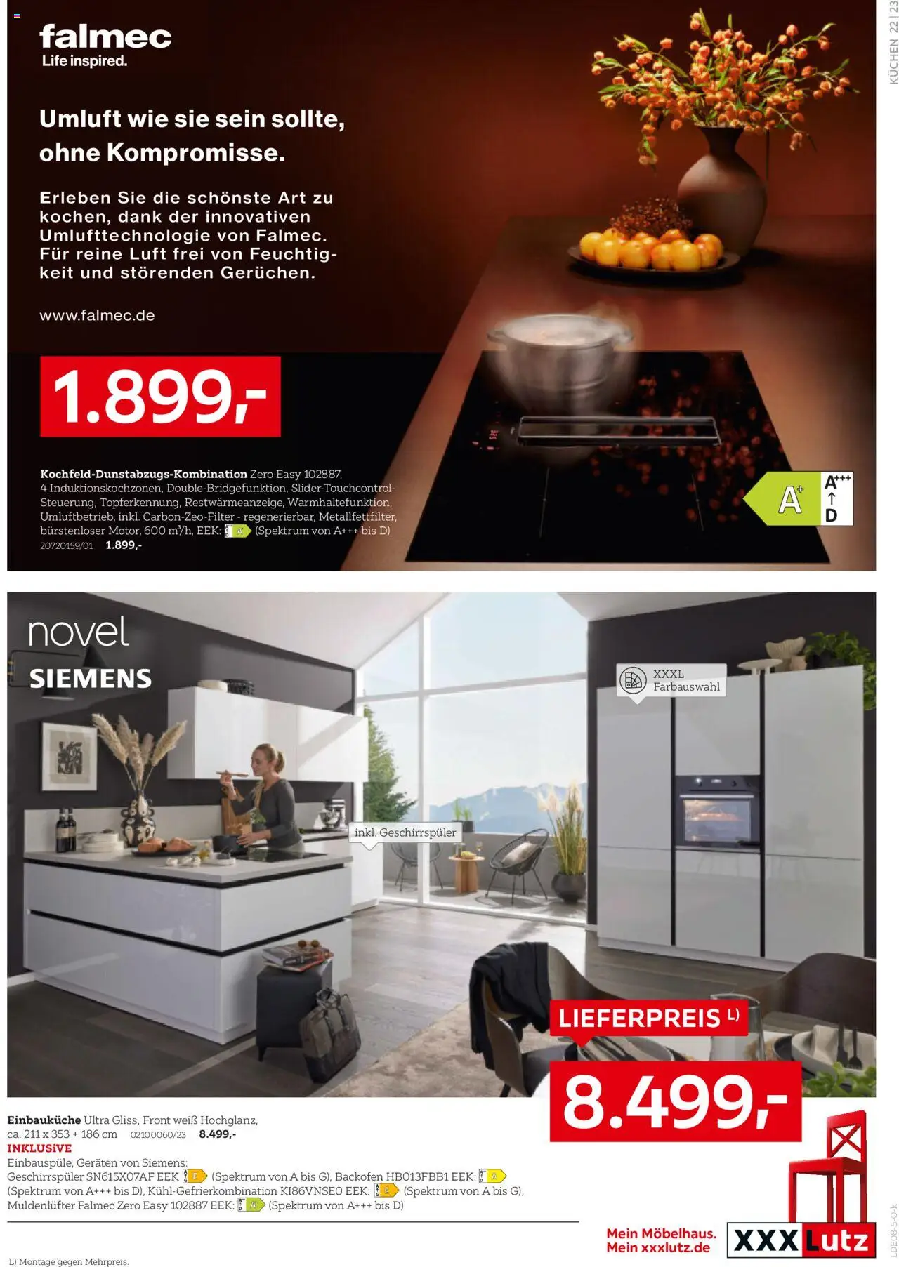 XXXL Lutz Nr. 1 bei Küchen - gültig ab dem 04.08.2025 | Seite: 23 | Produkte: Geschirrspüler, Einbauküche, Backofen, Kühlgefrierkombination
