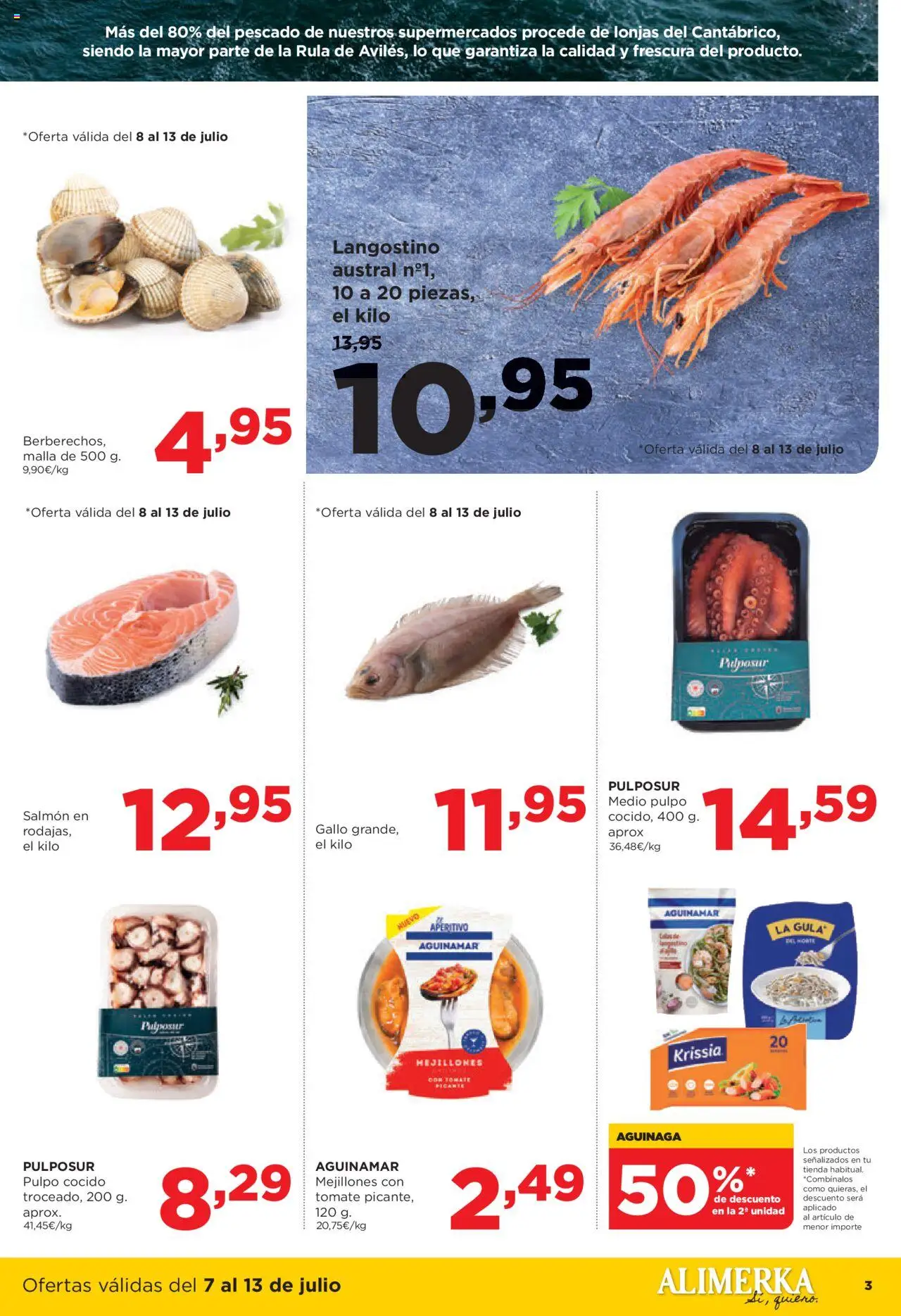 Alimerka folleto Asturias │ válido desde el 07.07.2025 | Página: 3 | Productos: Berberechos, Pescado, Langostino