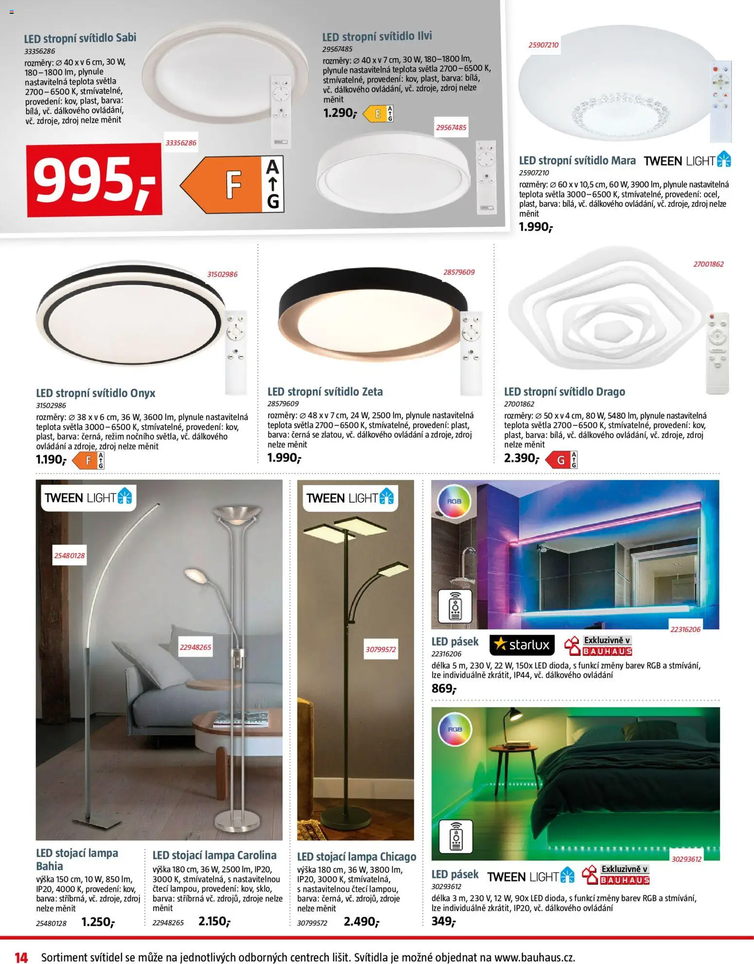 Bauhaus leták od 05.12.2025 | Strana: 14 | Produkty: Stojací lampa, LED pásek, LED stropní svítidlo, LED