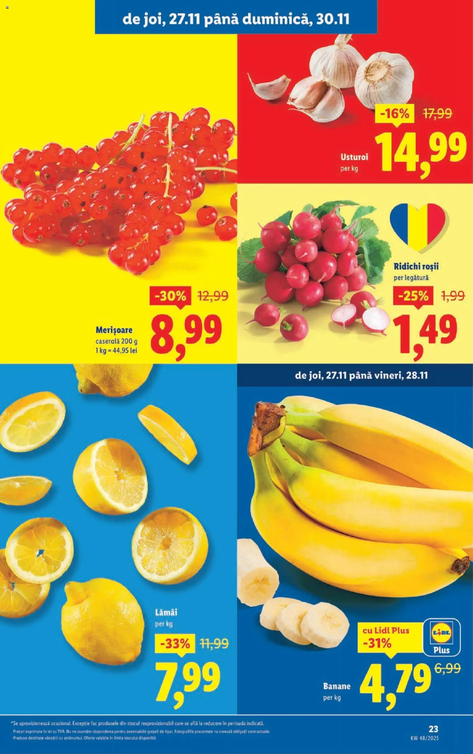 Noul catalog Lidl – valabil de la 24.11.2025 | Pagină: 23 | Produse: Banane, Sıcak çikolata, Çocuk sutyeni, Usturoi