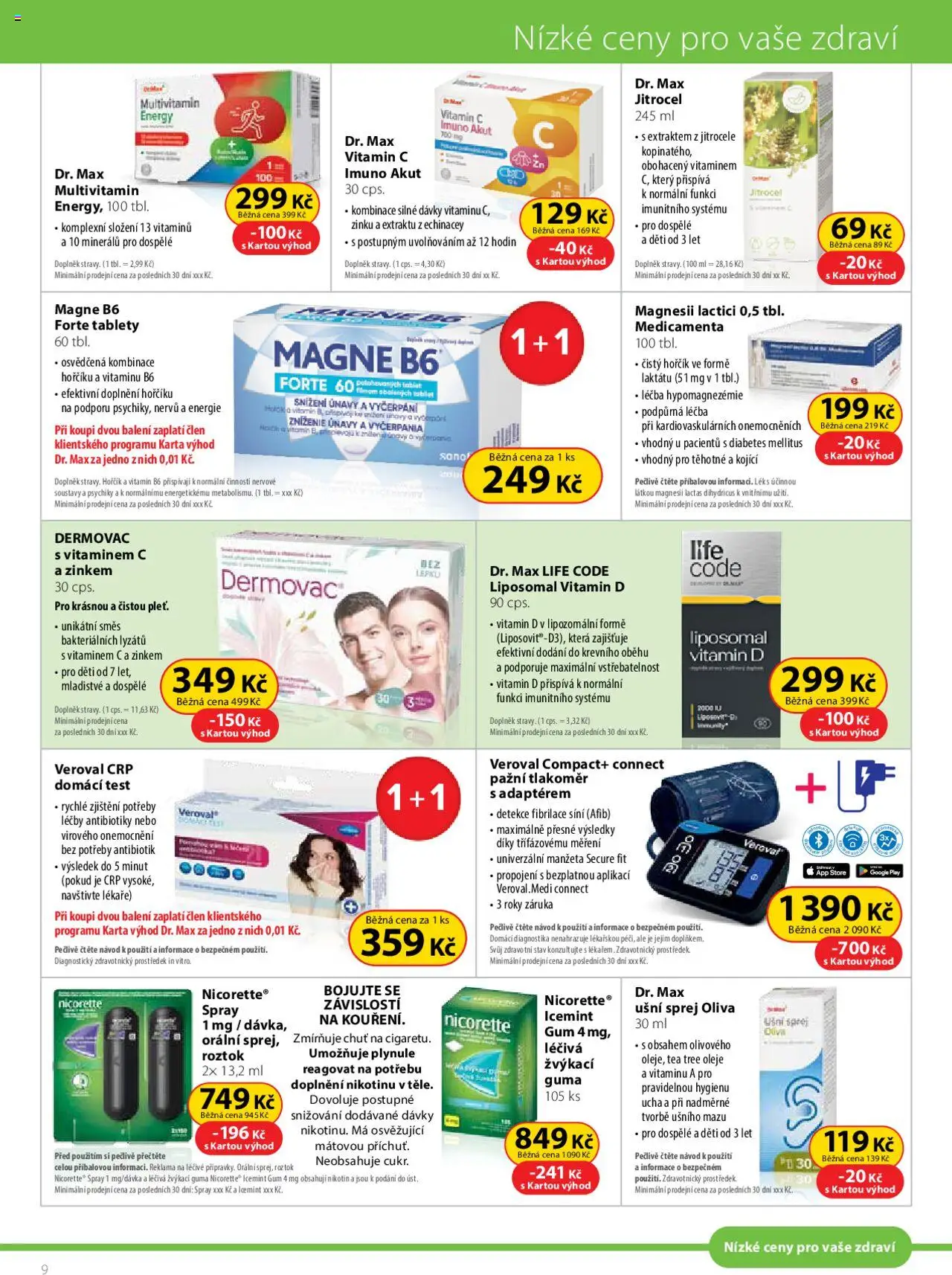 Dr. Max leták od 01.10.2025 | Strana: 9 | Produkty: Nicorette Spray, Oleje, Vitamin D, Tlakoměr