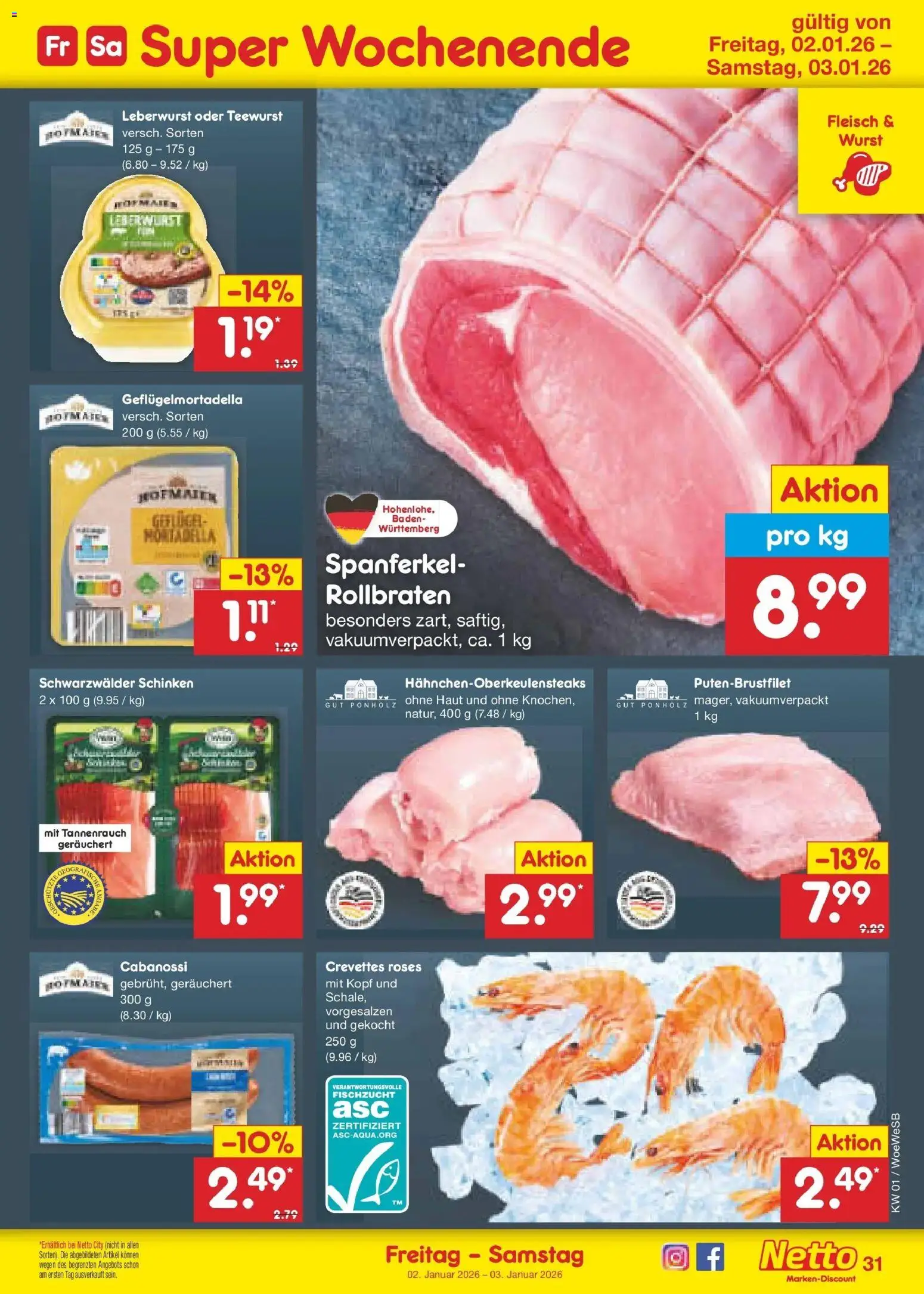 Netto Marken-Discount prospekt Katzweiler	 – gültig ab 28.12.2025 | Seite: 45 | Produkte: Wurst, Schinken, Fleisch