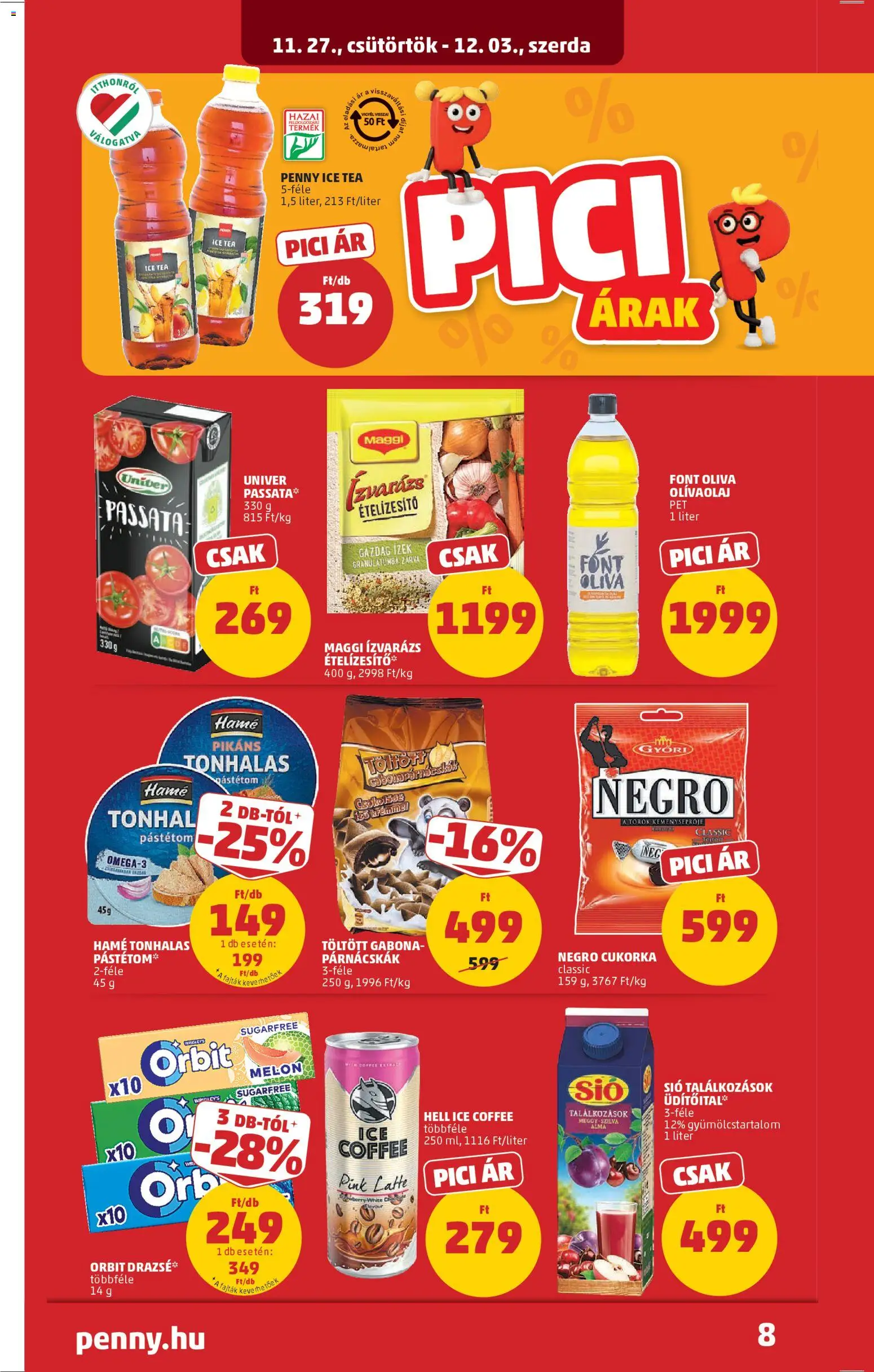 PENNY akciós ujság - amely érvényes a következő dátumtól: 27.11.2025 | Oldal: 12 | Termékek: Maggi, Pástétom, Cukorka, Olívaolaj