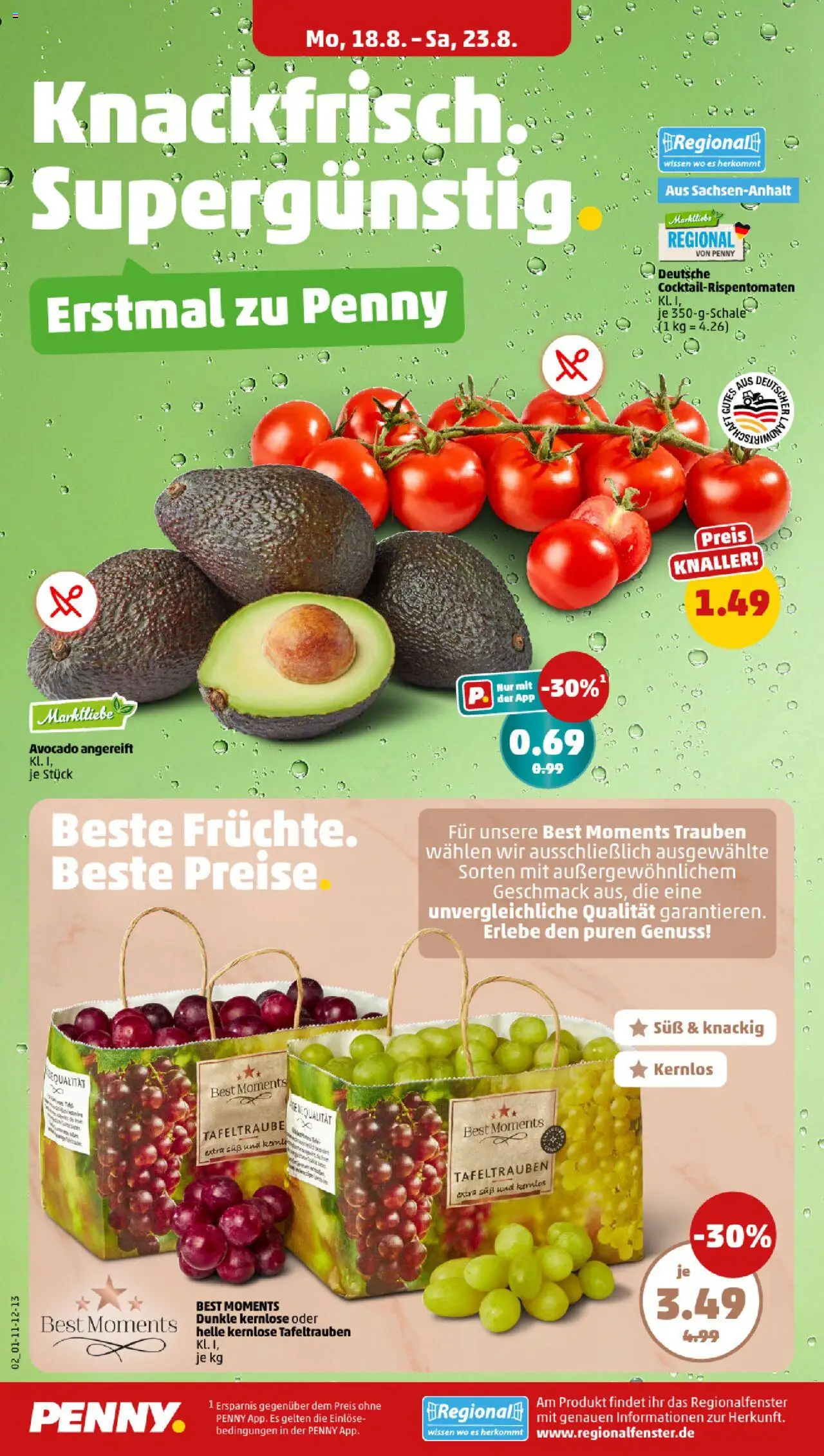Penny Prospekt 	 - gültig ab dem 18.08.2025 | Seite: 2 | Produkte: Trauben, SUP, Avocado