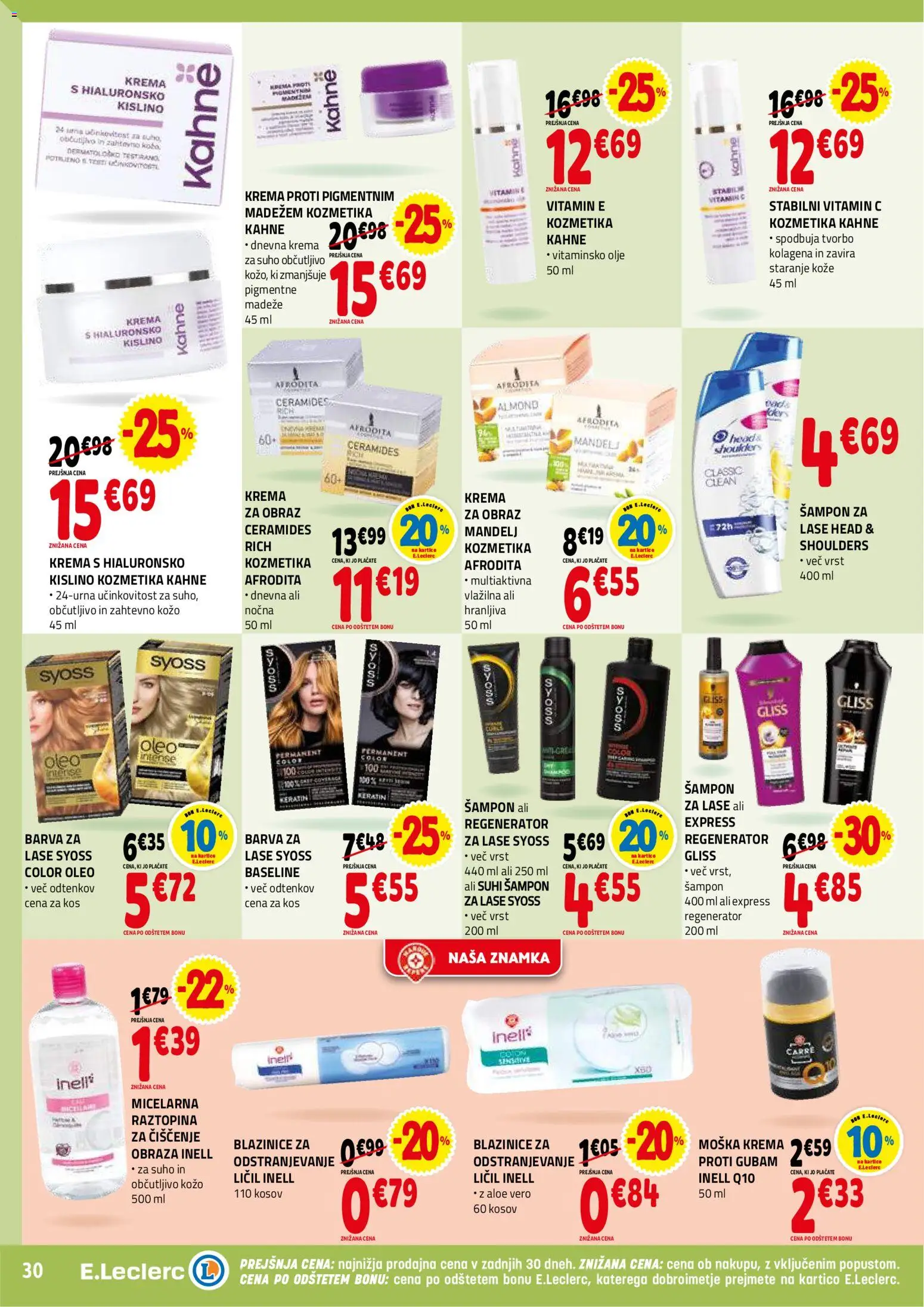 Novi E.leclerc katalog ponudbe – veljaven od 07.01.2026 | Stran: 30 | Izdelki: Krema, Olje, Barva, Krema za obraz