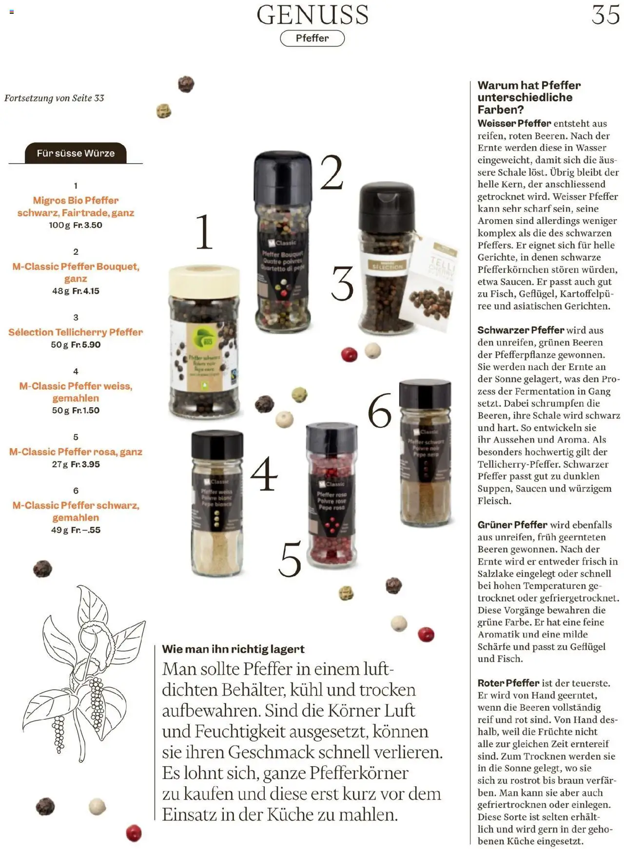 Migros Magazin – gültig ab 06.10.2025 | Seite: 35 | Produkte: Früchte, Pfeffer, Wasser
