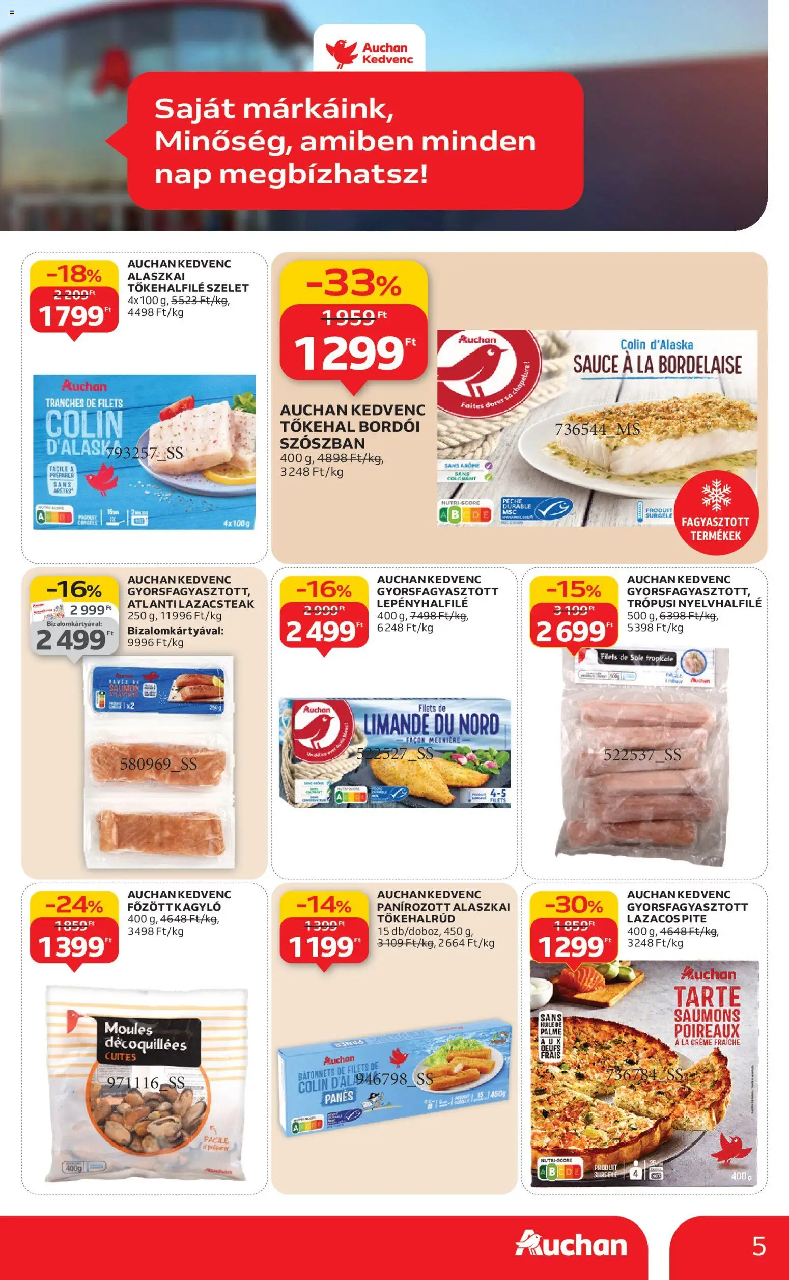 Auchan akciós ujság - amely érvényes a következő dátumtól: 22.01.2026 | Oldal: 5 | Termékek: Creme fraiche