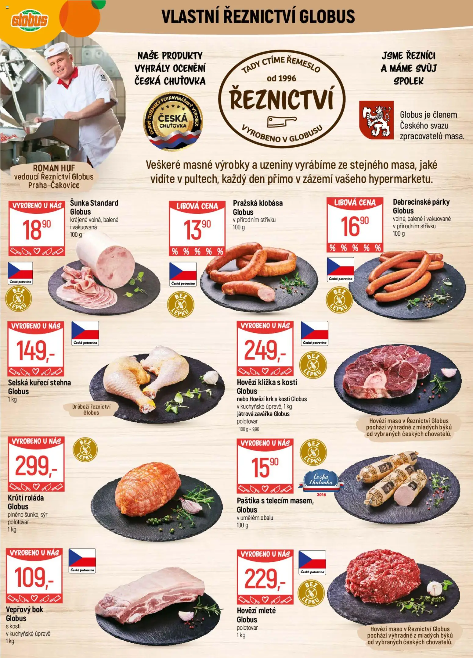 Globus leták od 04.03.2026 | Strana: 5 | Produkty: Vepřový bok, Hovězí kližka, Kuřecí stehna, Paštika