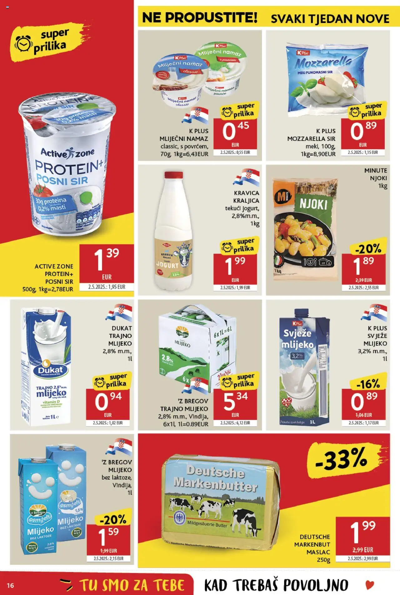 Konzum katalog | vrijedi od 25.06.2025 | Stranica: 16 | Proizvodi: Mliječni namaz, Mlijeko, Trajno mlijeko, Mlijeko bez laktoze