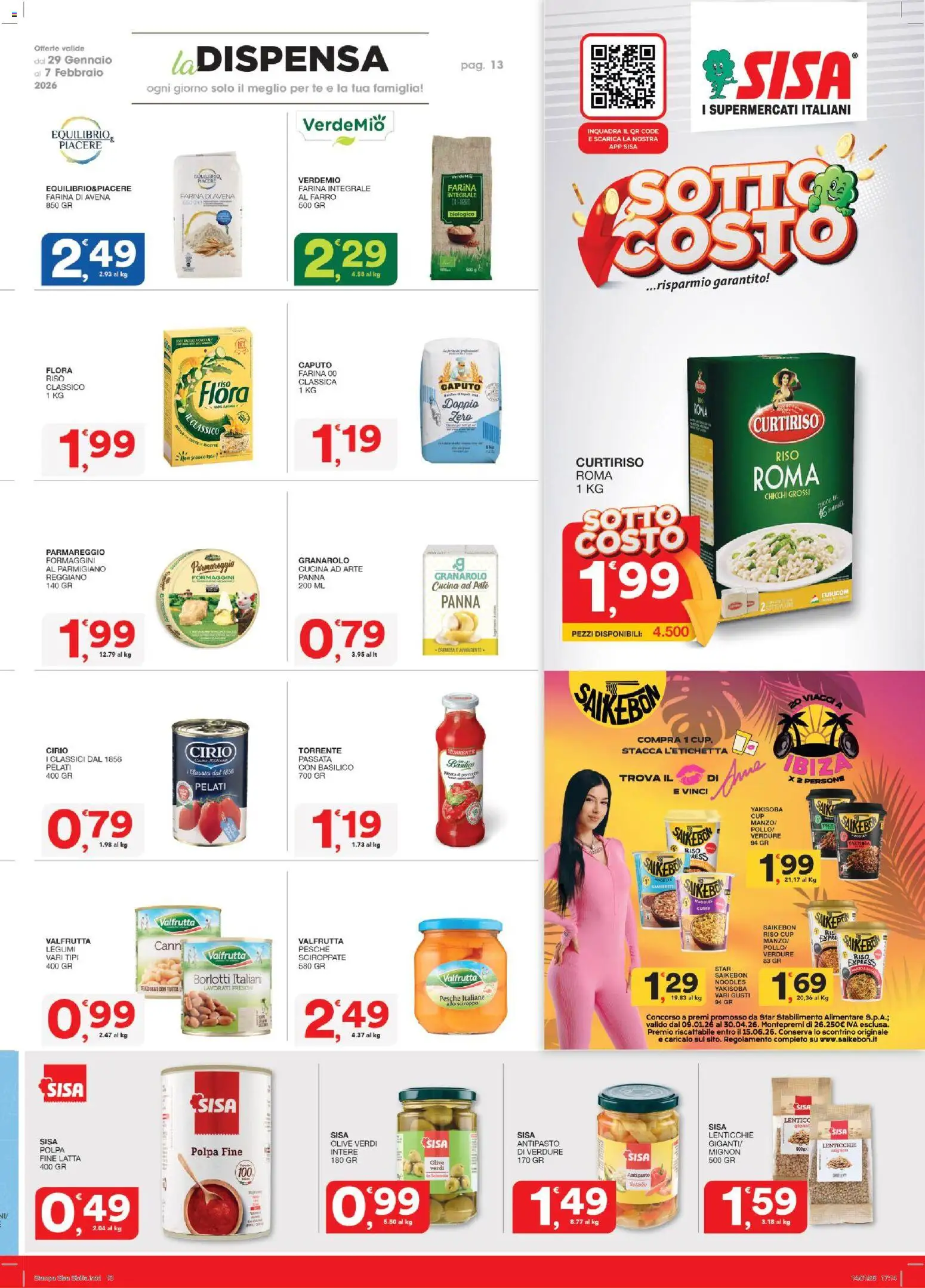 Volantino SISA del 29.01.2026 | Pagina: 13 | Prodotti: Legumi, Verdure, Farina, Stampa