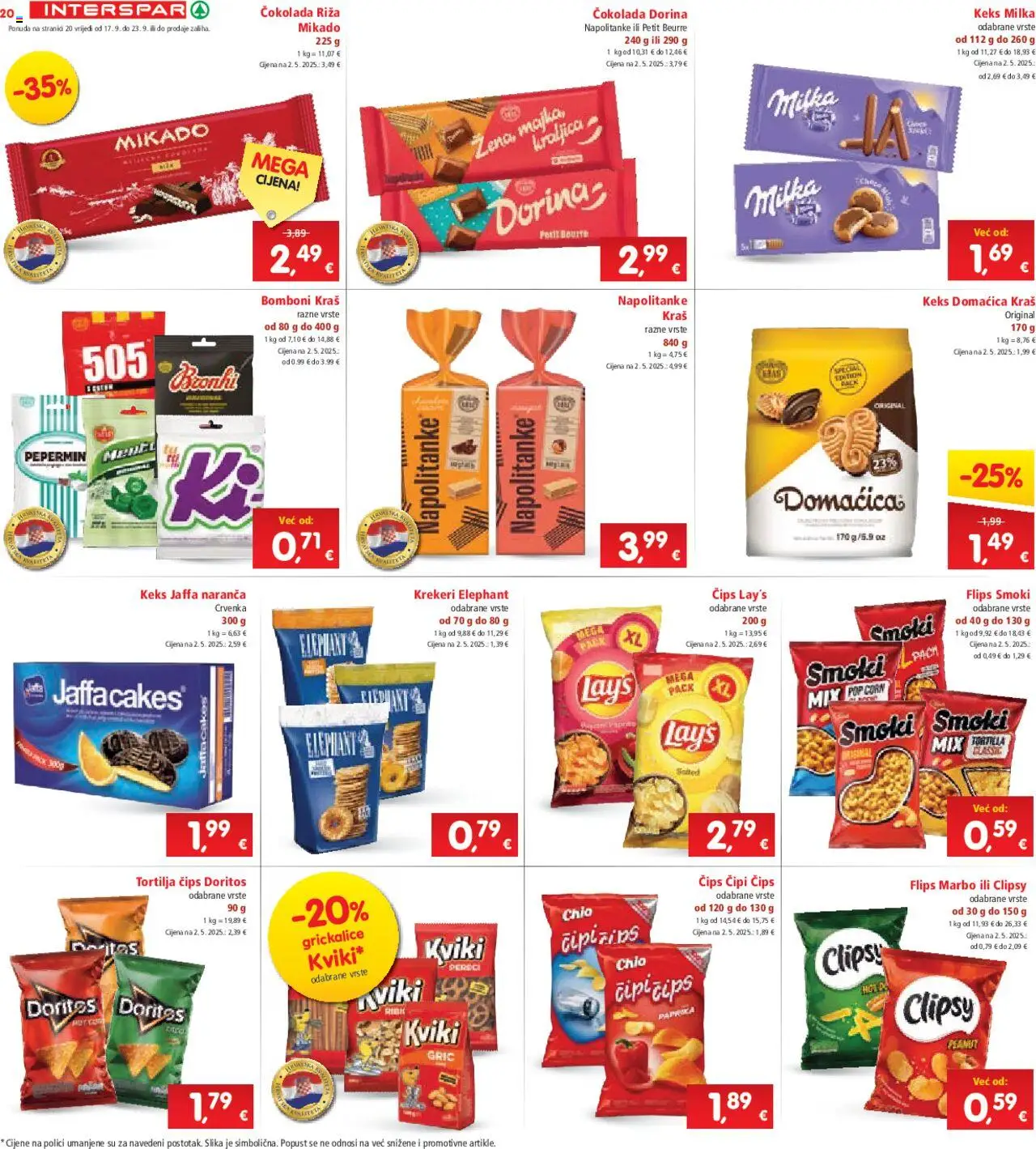 Interspar katalog | vrijedi od 17.09.2025 | Stranica: 22 | Proizvodi: Dorina, Bomboni, Paprika, Milka