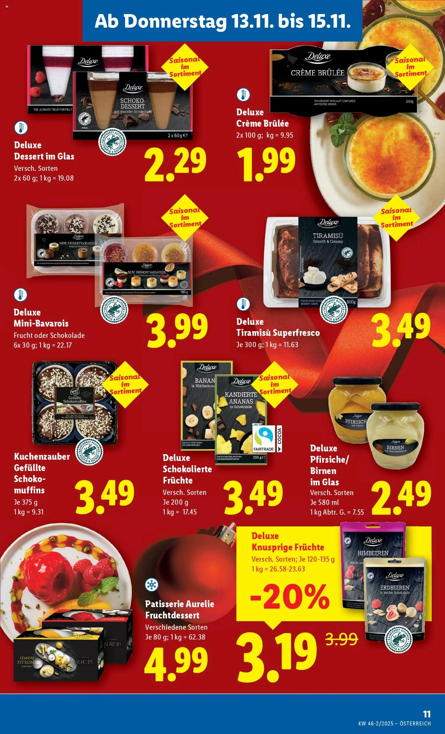 Lidl Flugblatt gültig ab 13.11.2025 | Seite: 13 | Produkte: Erdbeeren, Pfirsich, Creme, Ananas
