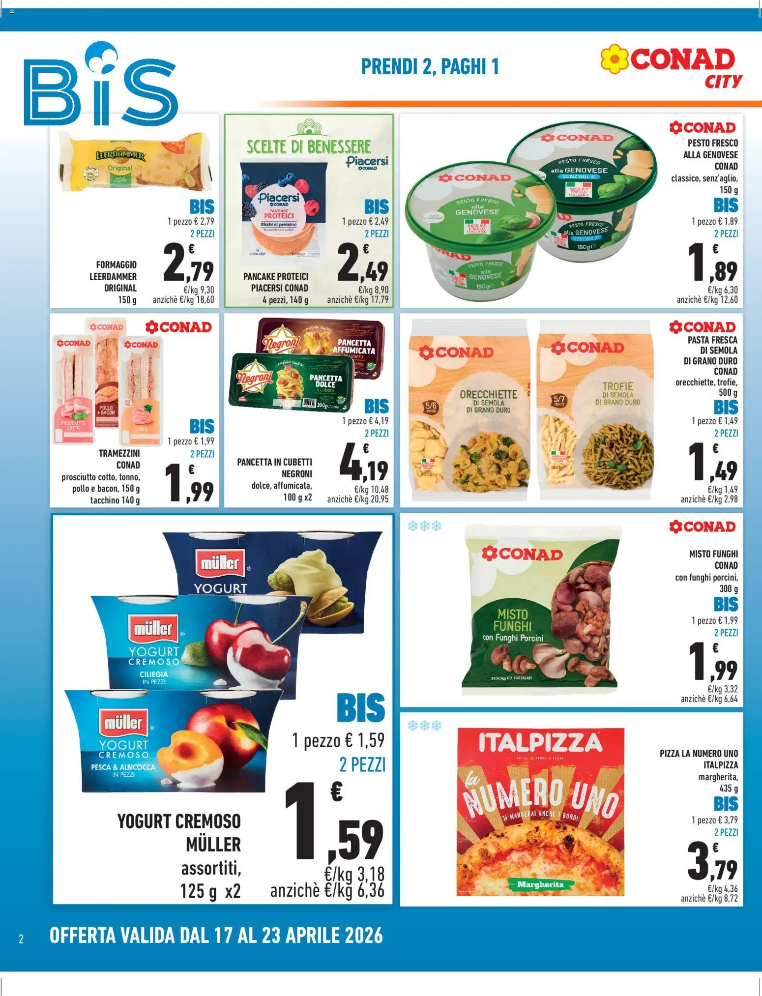 Volantino Conad del 17.04.2026 | Pagina: 2 | Prodotti: Tacchino, Pasta, Pesca, Funghi