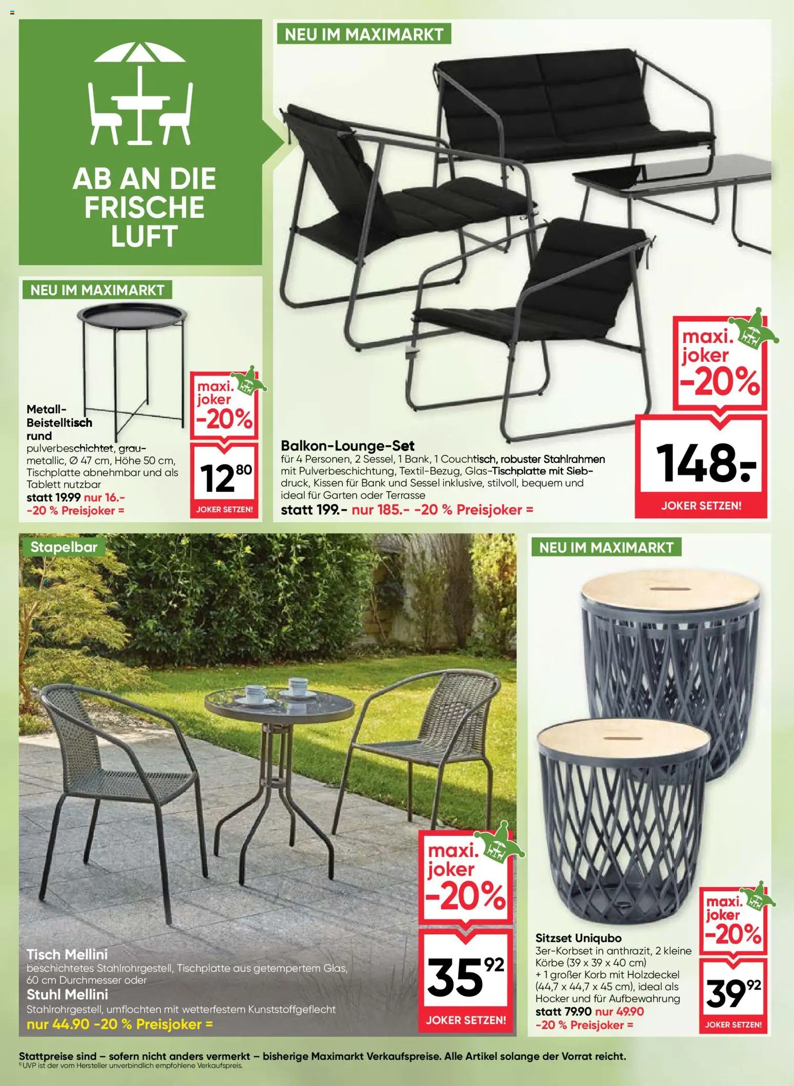 Maximarkt Outdoor Träume gültig ab 23.03.2026 | Seite: 2 | Produkte: Kissen, Sessel, Stuhl, Korb