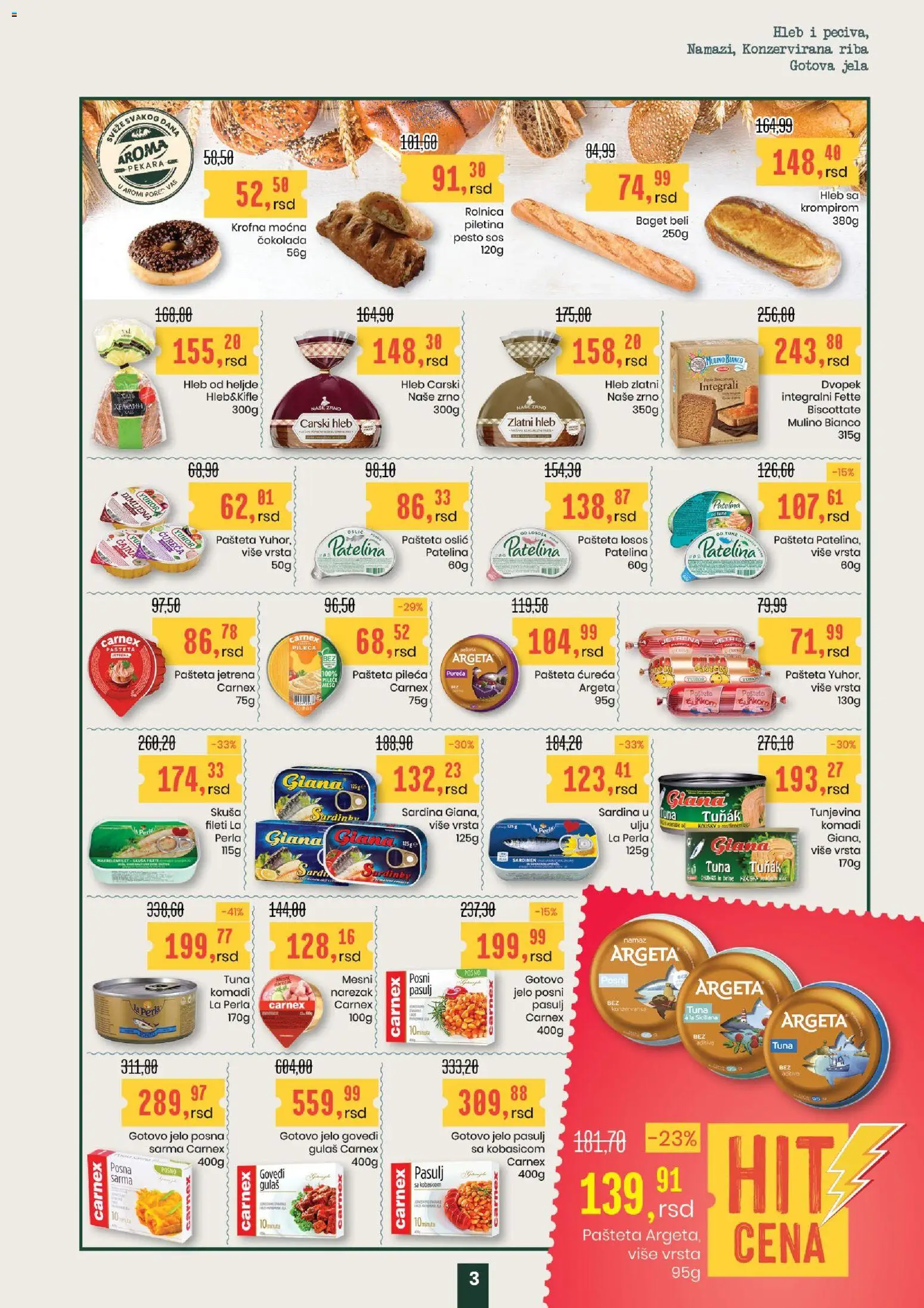 Aroma Market katalog - važi od 25.12.2025 | Strana: 3 | Proizvode: Pasulj, Pesto, Baget, Hleb