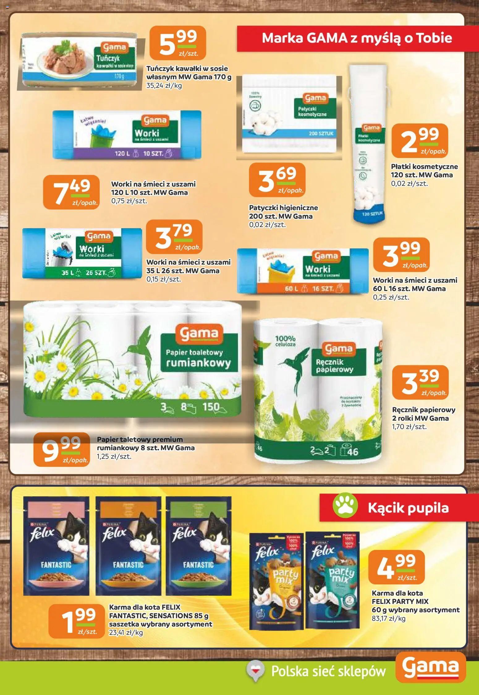 Gama Gazetka od 15.01.2026 | Strona: 9 | Produkty: Papier toaletowy, Tuńczyk, Płatki, Ręcznik papierowy