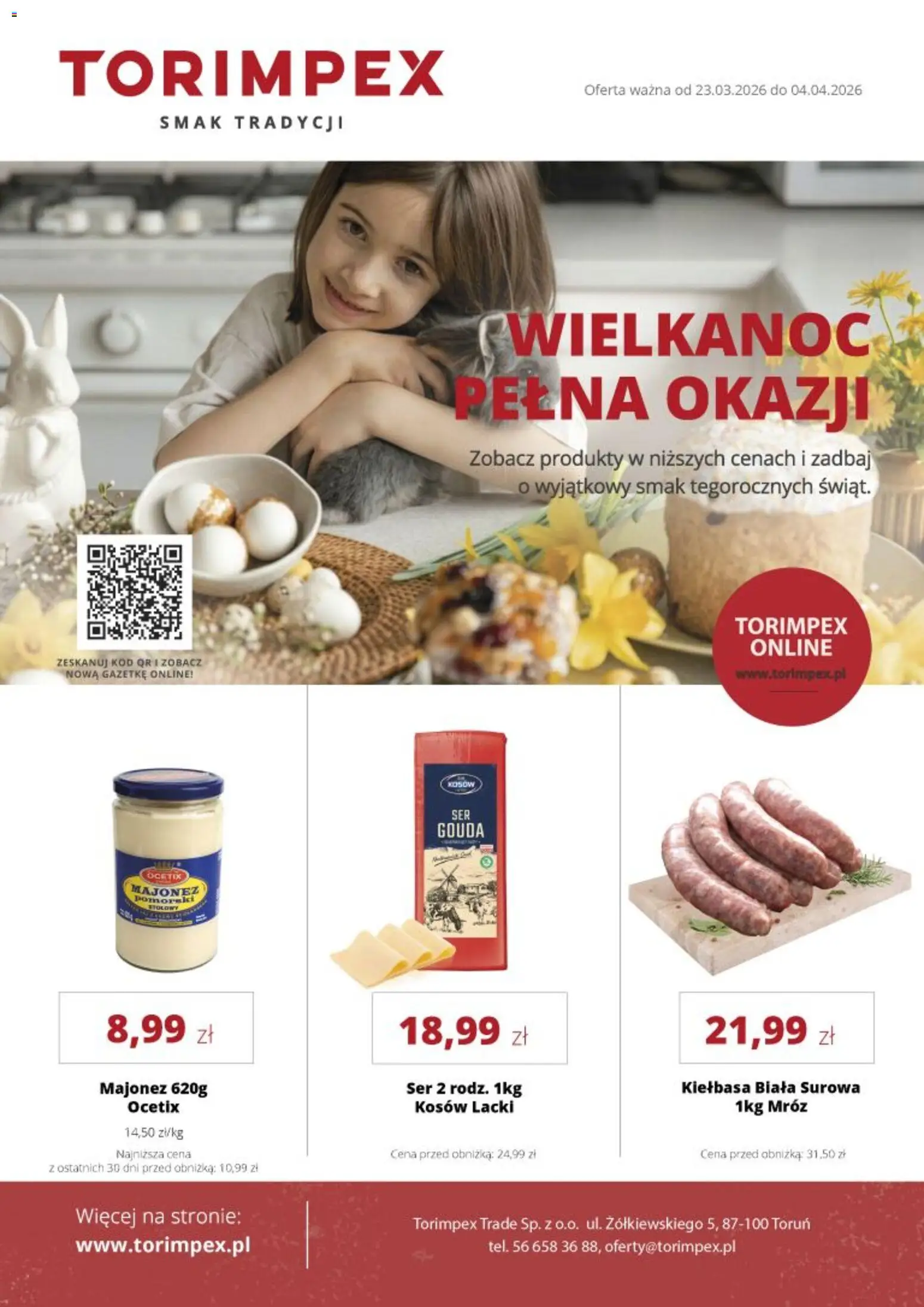 Torimpex gazetka od 23.03.2026 | Strona: 1 | Produkty: Kiełbasa, Ser, Majonez
