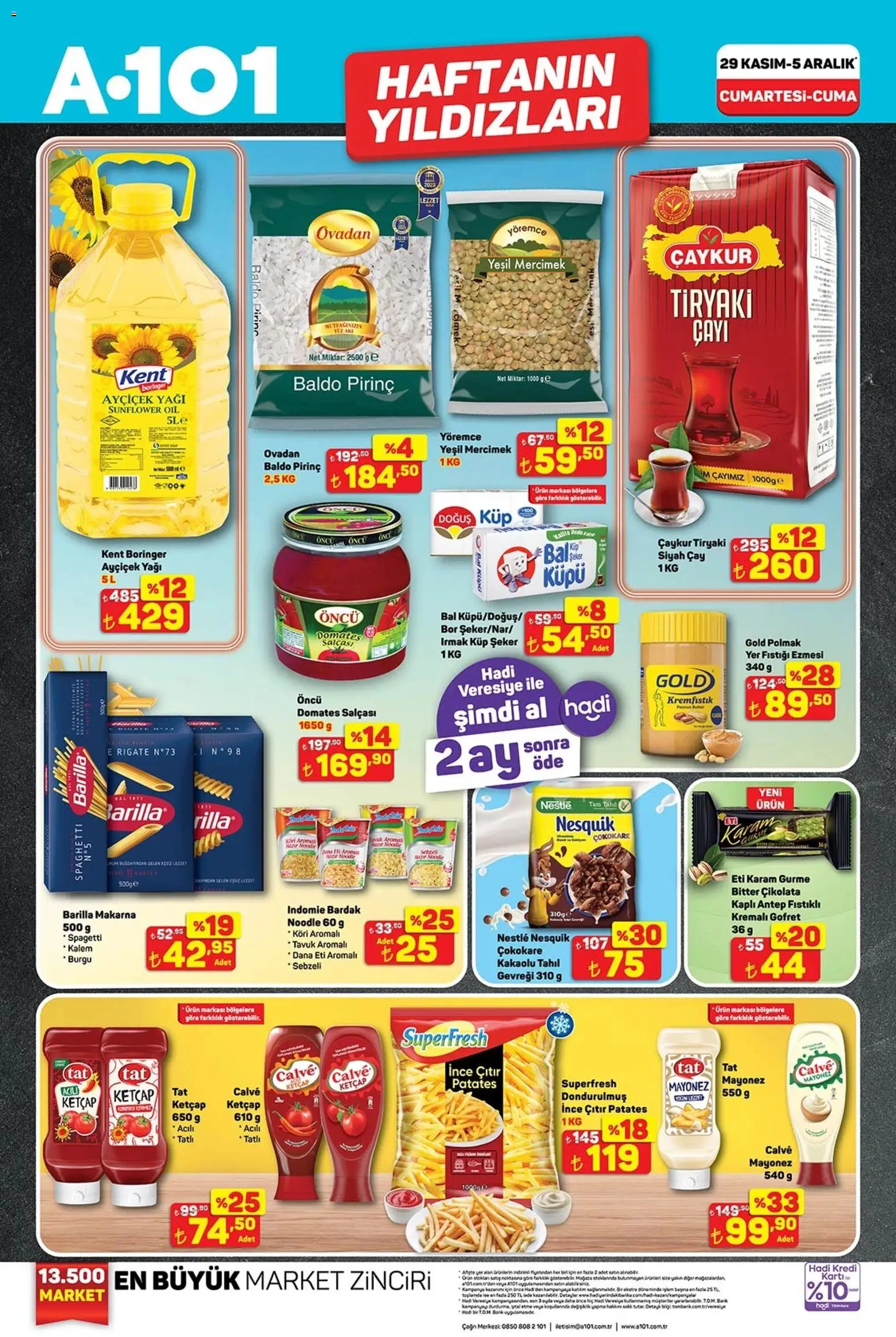 A101 Katalog - 29.11.2025 tarihinden itibaren geçerlidir | Sayfa: 1 | Ürünler: Şeker, Patates, Yer fıstığı, Zselatin