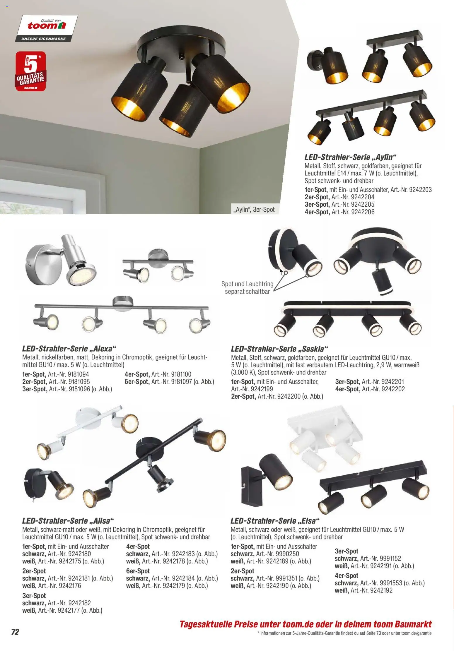 Toom Baumarkt  Wohnen & Haushalt 2026 – gültig ab 01.01.2026 | Seite: 72