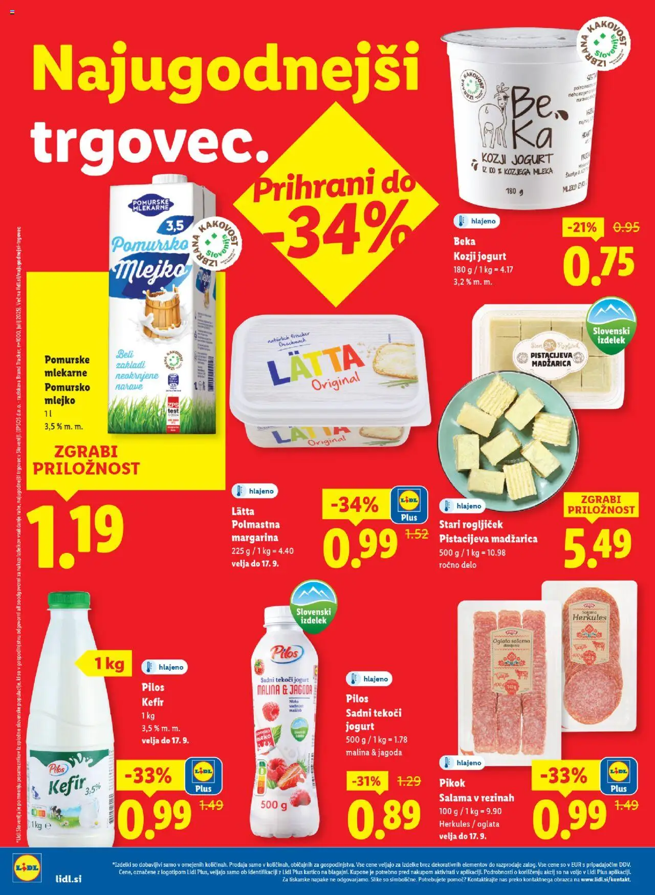 Novi Lidl katalog ponudbe – veljaven od 11.09.2025 | Stran: 6 | Izdelki: Kefir, Margarina, Jogurt, Salama