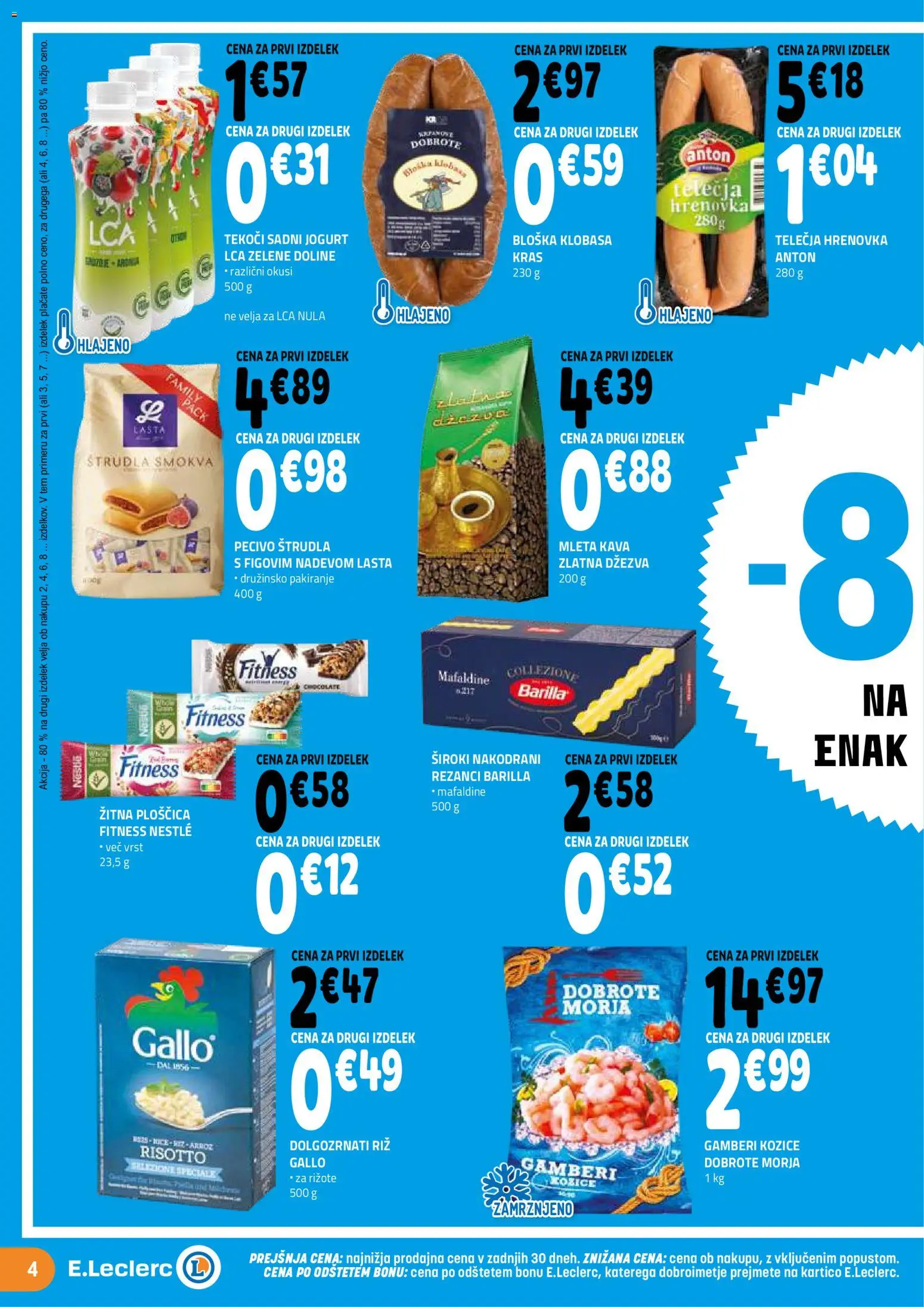 Novi E.leclerc katalog ponudbe – veljaven od 28.01.2026 | Stran: 4 | Izdelki: Rezanci, Kozice, Kava, Riz