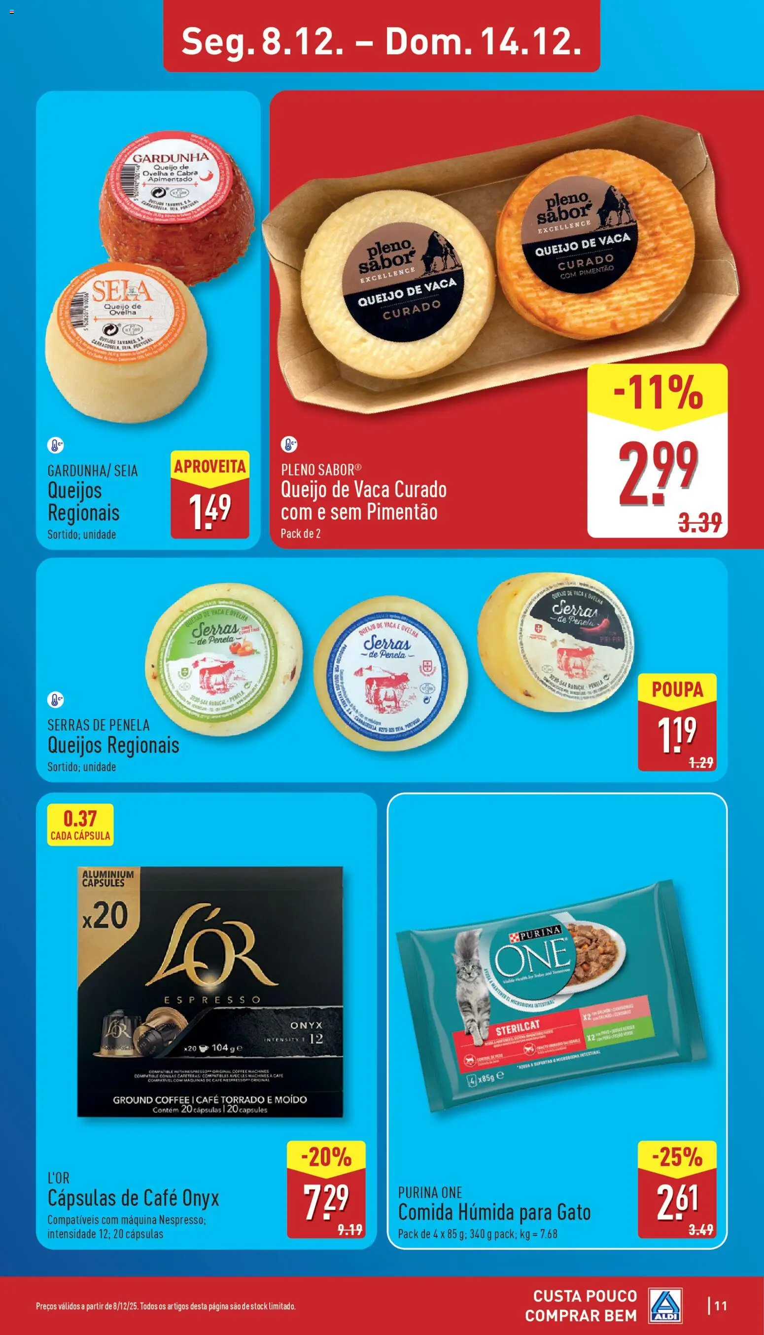 Aldi folheto │ válido de 08.12.2025 | Página: 11 | Produtos: Purina one, Pimentão, Queijo, Café