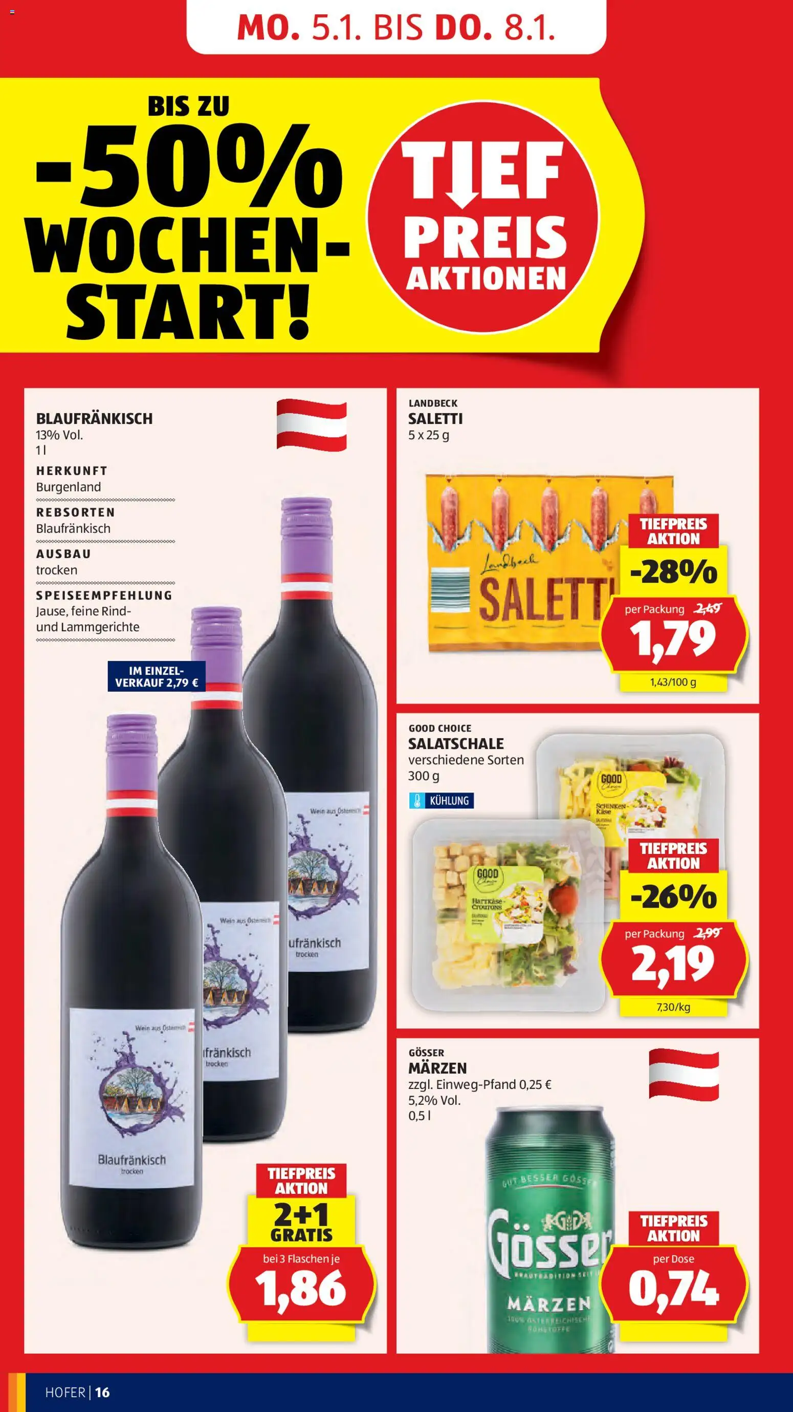 Hofer AT akciós ujság - amely érvényes a következő dátumtól: 02.01.2026 | Oldal: 18 | Termékek: Gösser