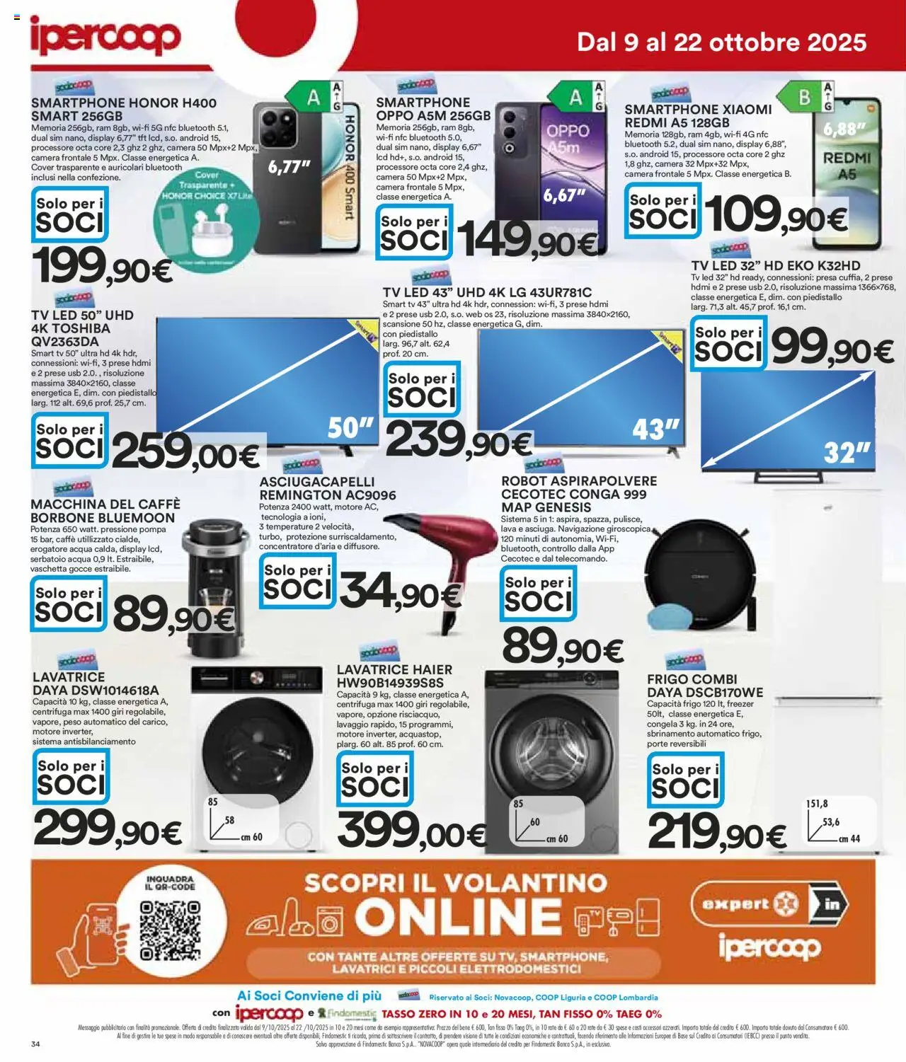 Volantino Ipercoop del 09.10.2025 | Pagina: 34 | Prodotti: Auricolari, Lavatrice, Robot, Presa