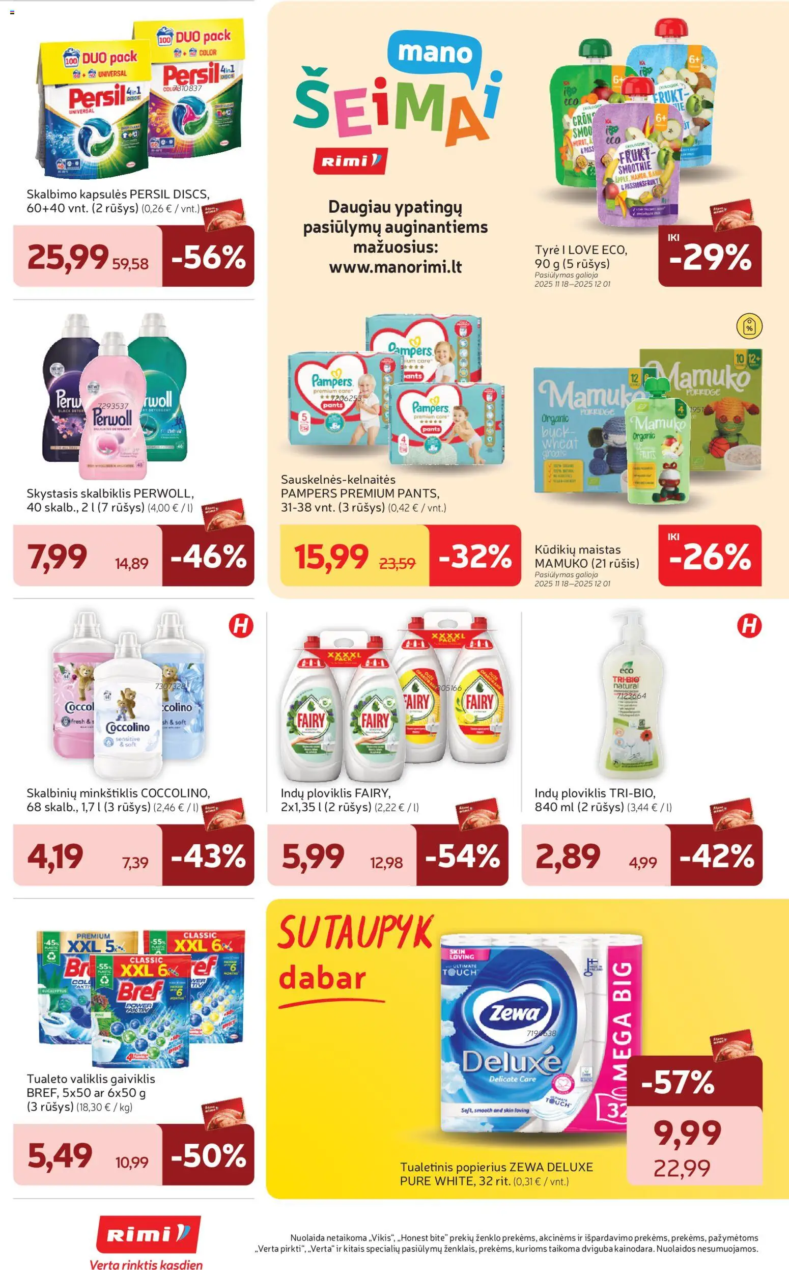 Rimi akcijos nuo 18.11.2025 | Puslapis: 32 | Prekių: Tyrė, Ploviklis, Tualetinis popierius