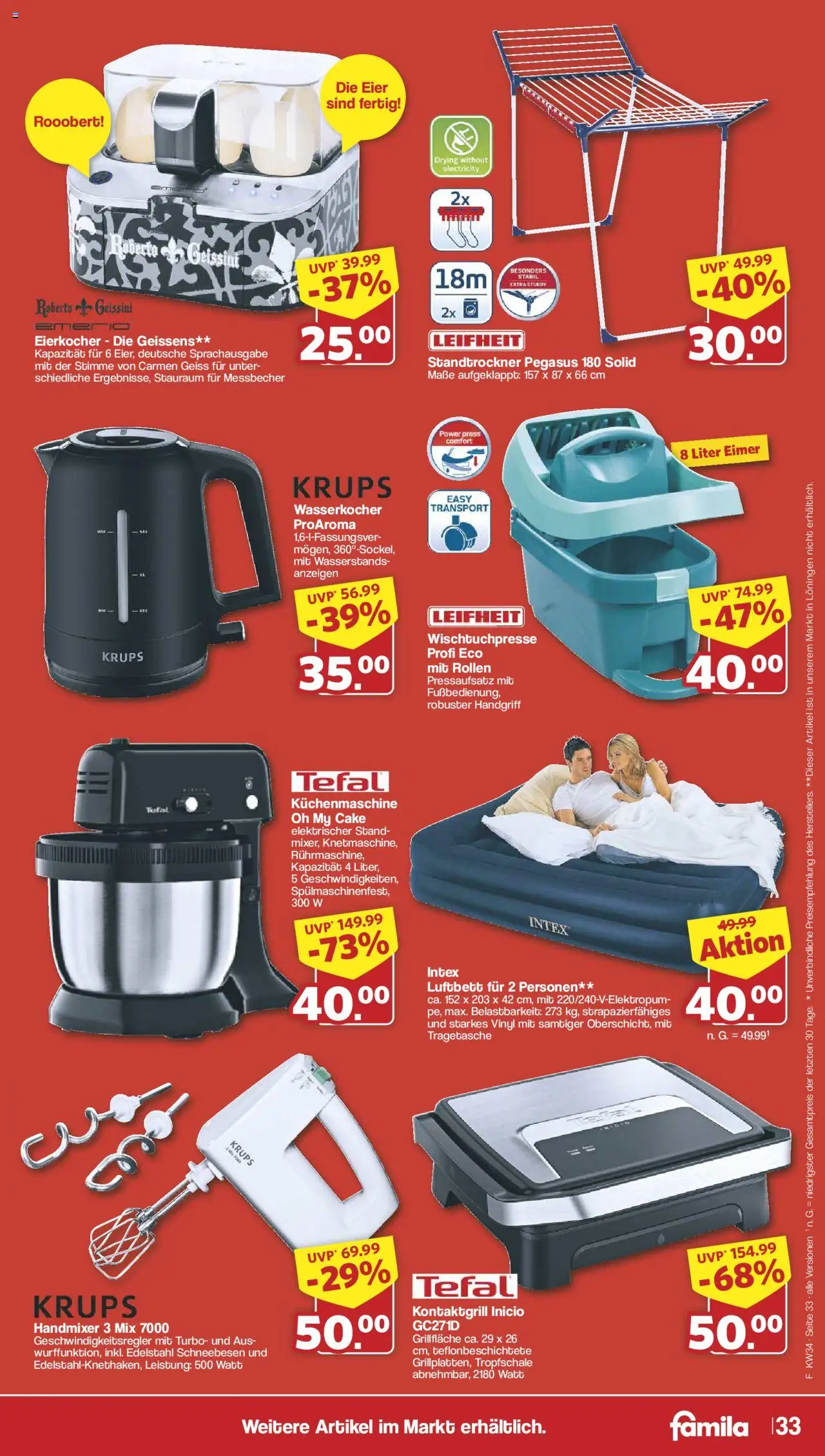 Famila Nordwest Prospekt 	 - gültig ab dem 18.08.2025 | Seite: 38 | Produkte: Krups, Wasserkocher, Handmixer, Eierkocher