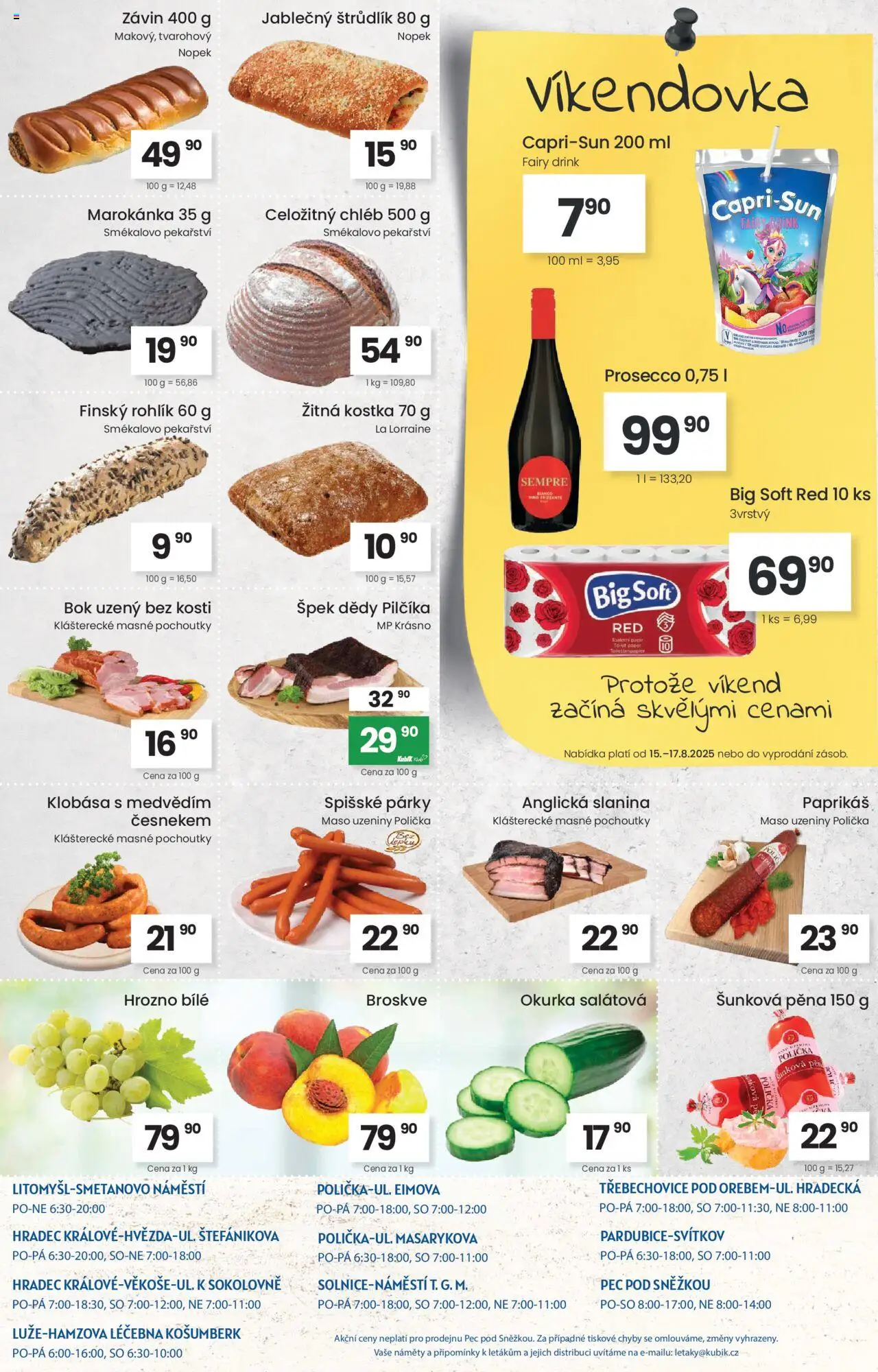 Kubík leták od 12.08.2025 | Strana: 4 | Produkty: Rohlík, Anglická slanina, Pec, Okurka