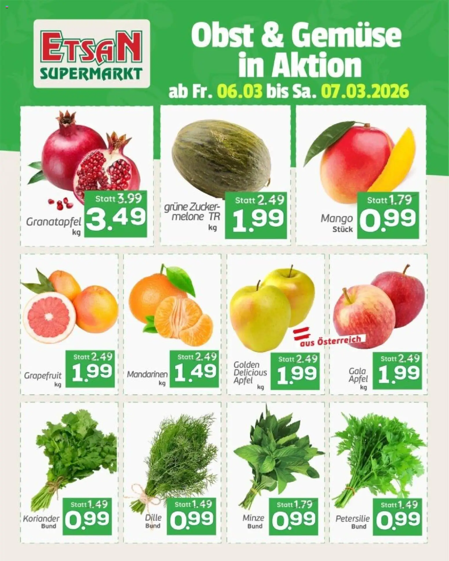 ETSAN Obst und Gemüse gültig ab 06.03.2026 | Seite: 2 | Produkte: Grapefruit, Gemüse, Zucker, Petersilie