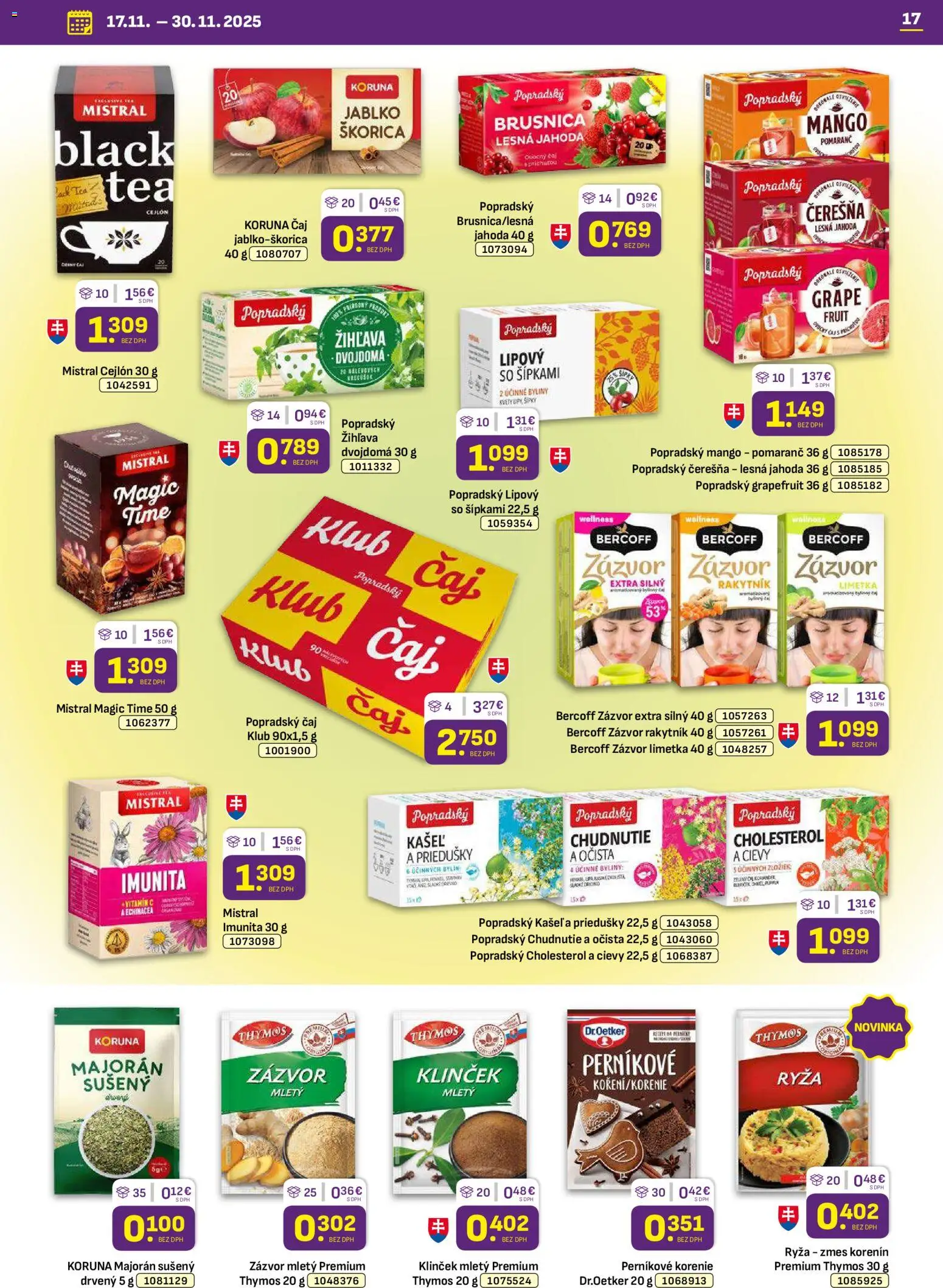 Nové Libex akcie – leták je platný od 17.11.2025 | Strana: 17 | Produkty: Zázvor, Grapefruit, Korenie, Majorán