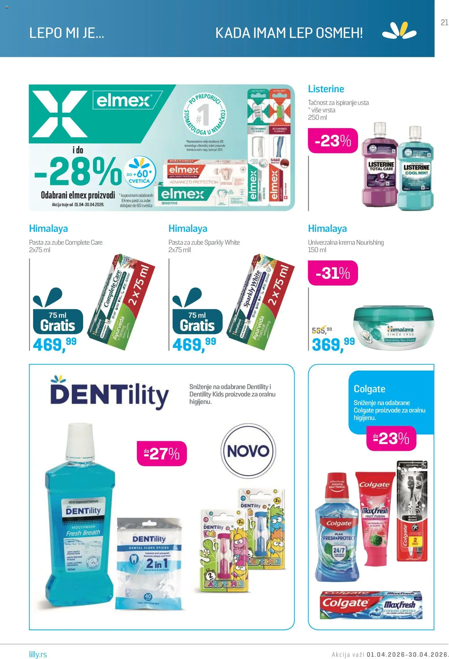 Lilly drogerie katalog - važi od 01.04.2026 | Strana: 21 | Proizvode: Colgate, Krema, Pasta za zube