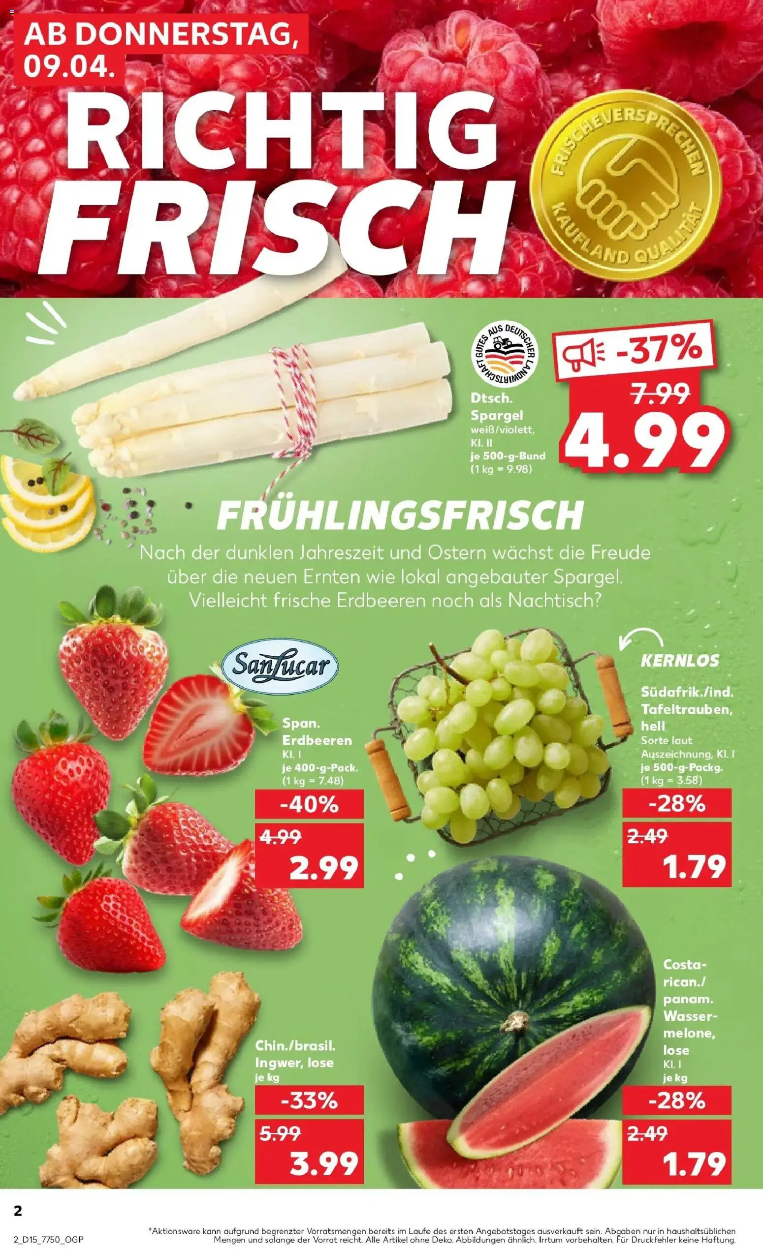 Kaufland Prospekt Offenburg	 – gültig ab 07.04.2026 | Seite: 14 | Produkte: Spargel, Wasser, Erdbeeren