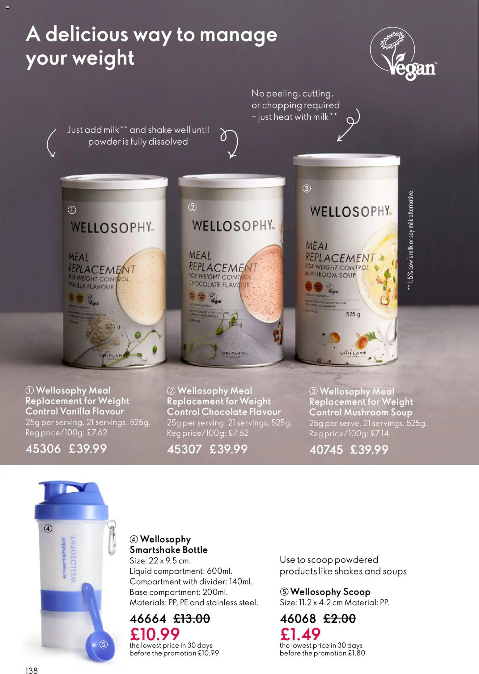 {H1} | Page: 138 | Products: Powder, Chocolate, Soup, Vanilla