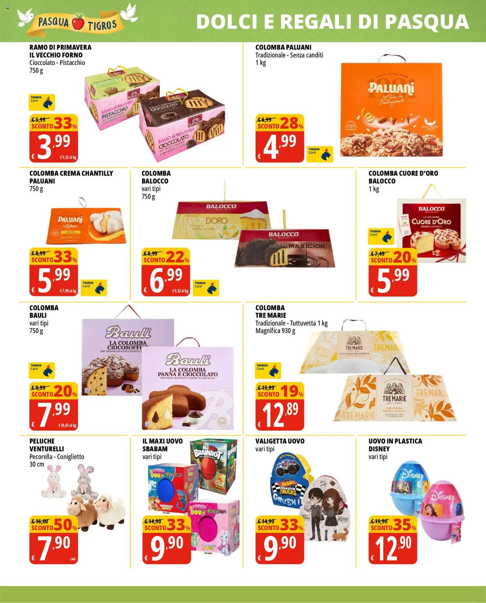 Volantino Tigros del 24.03.2026 | Pagina: 5 | Prodotti: Peluche, Cioccolato, Panna, Forno