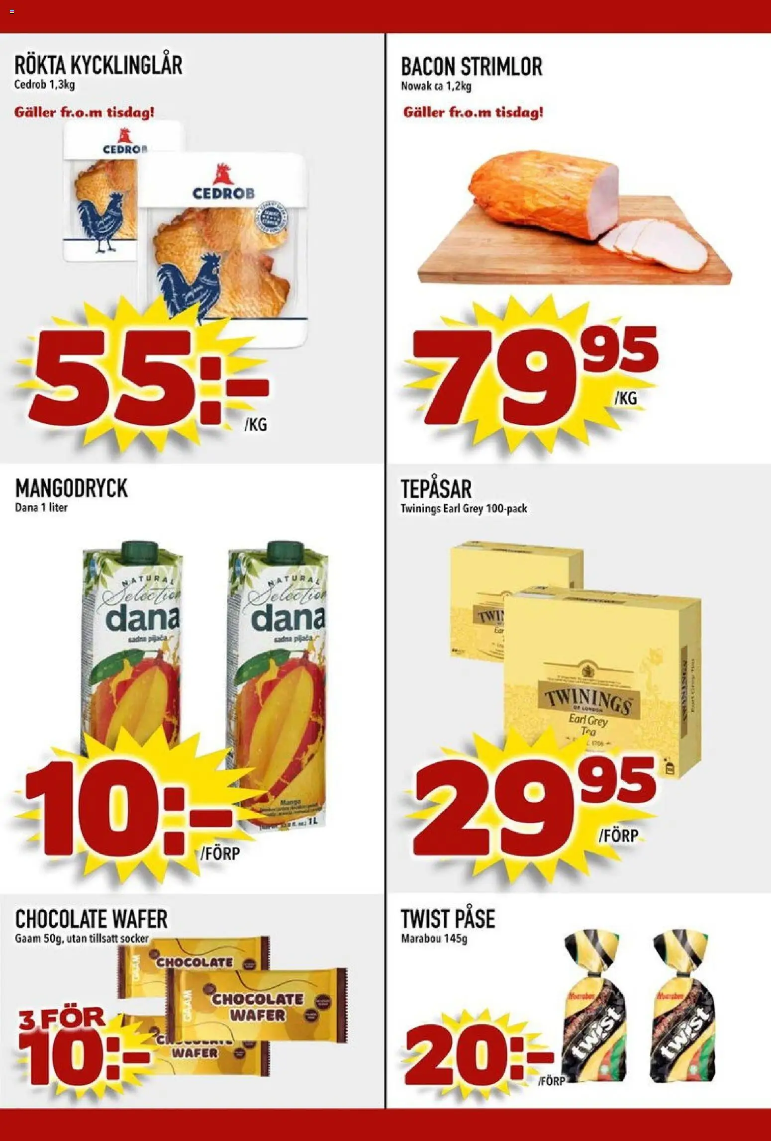 Din Mat reklamblad aktuell från 27.10.2025 | Sida: 3 | Produkter: Bacon, Galler