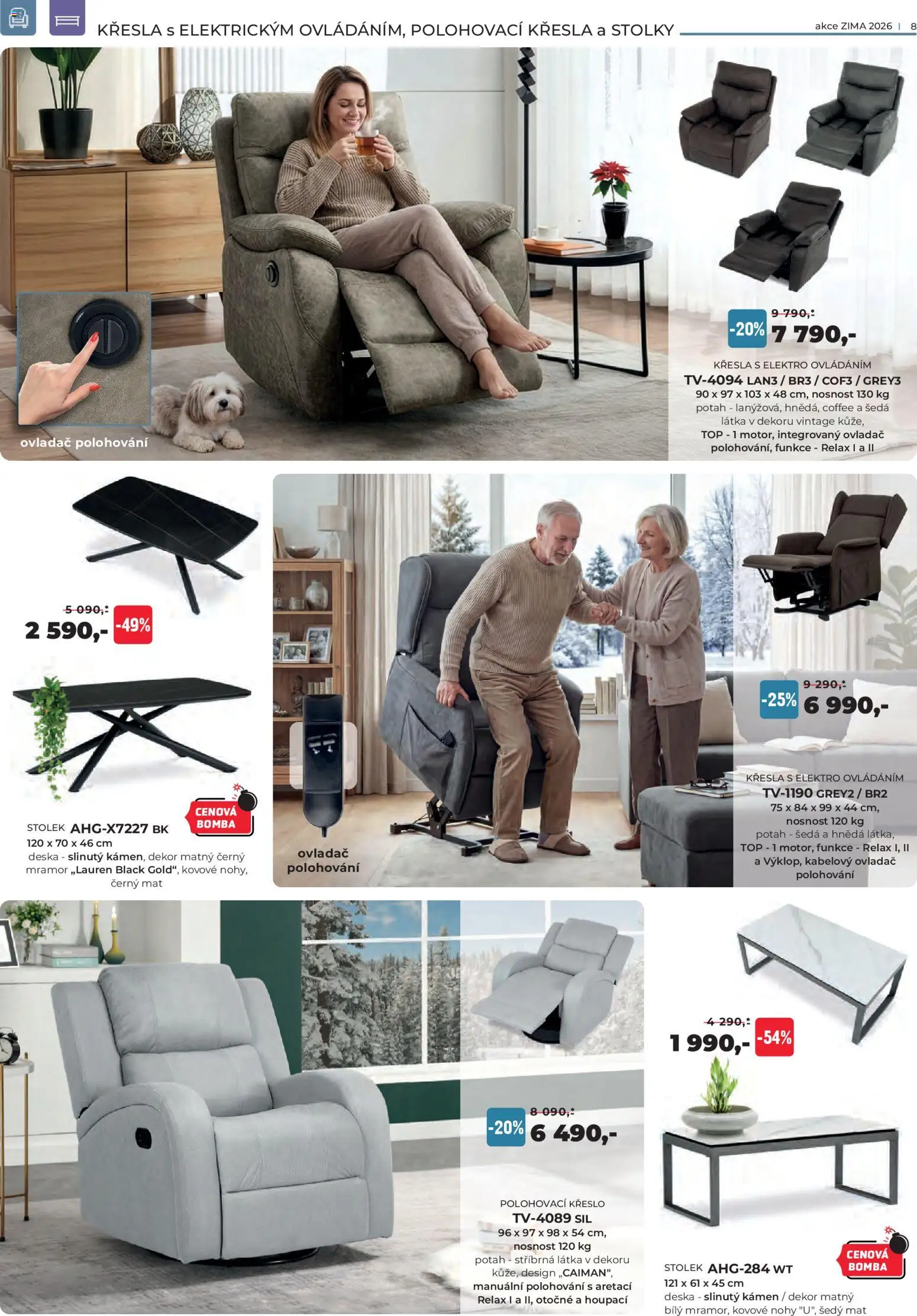 Jamall nábytek leták od 15.01.2026 | Strana: 8 | Produkty: Křesla, Elektro, Křeslo, Stolek