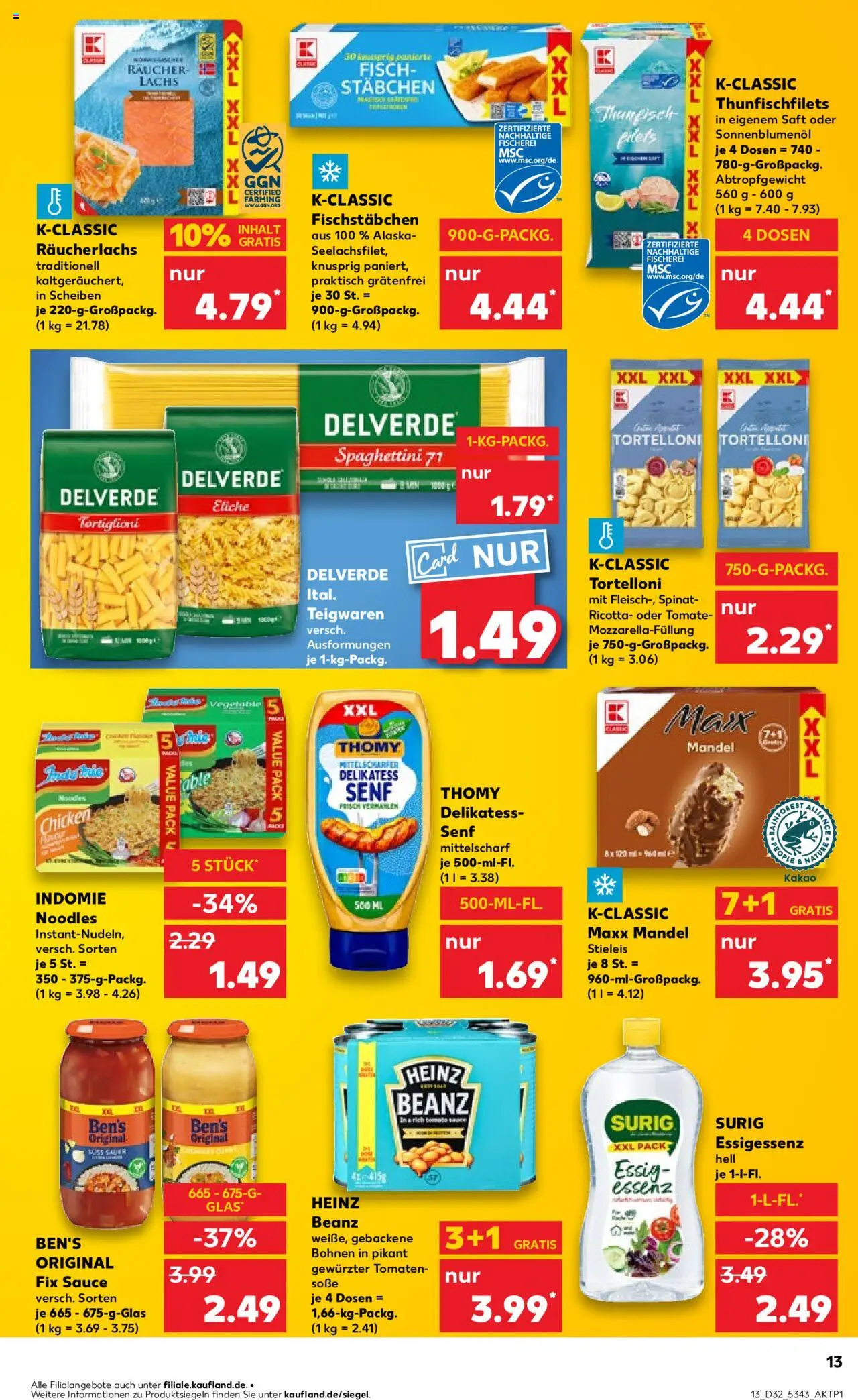 Kaufland prospekt Speyer	 - gültig ab dem 07.08.2025 | Seite: 13 | Produkte: Essig, Sonnenblumenol, Tomaten, Fisch