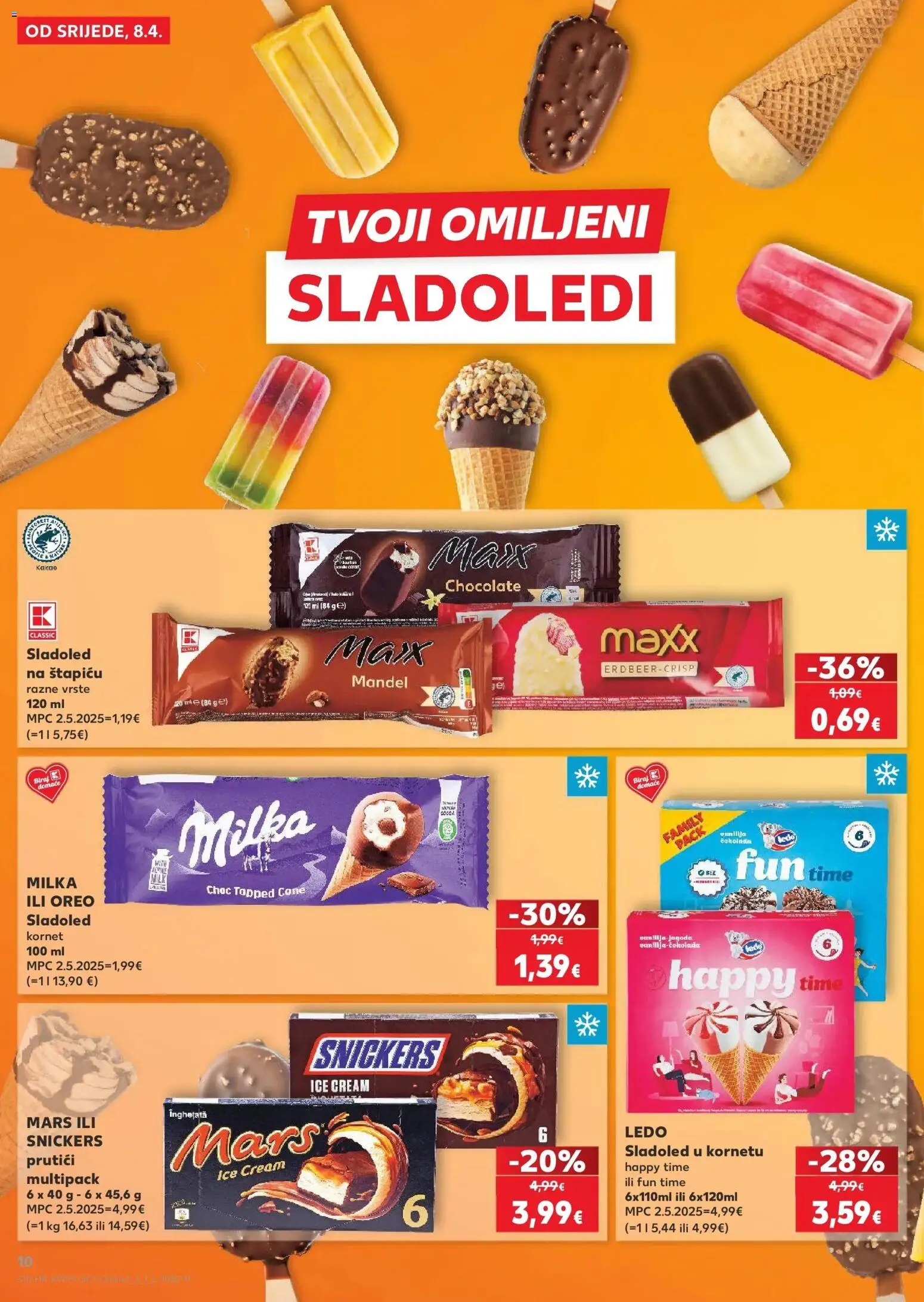Kaufland katalog | vrijedi od 08.04.2026 | Stranica: 10 | Proizvodi: Ledo, Sladoled, Milka, Kakao