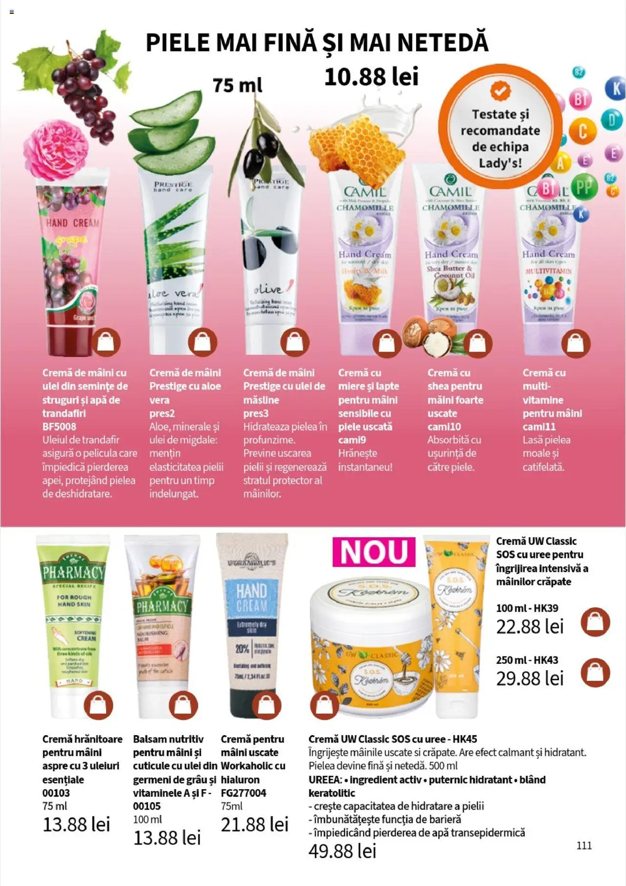 Noul catalog Lady’s – valabil de la 25.09.2025 | Pagină: 113 | Produse: Aloe vera, Migdale, Cremă de mâini, Apă