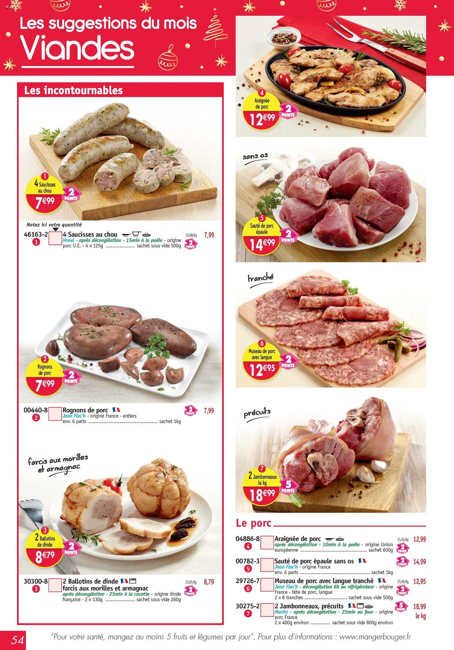 {H1} | Page: 54 | Produits: Réfrigérateur, Four, Poêle, Porc