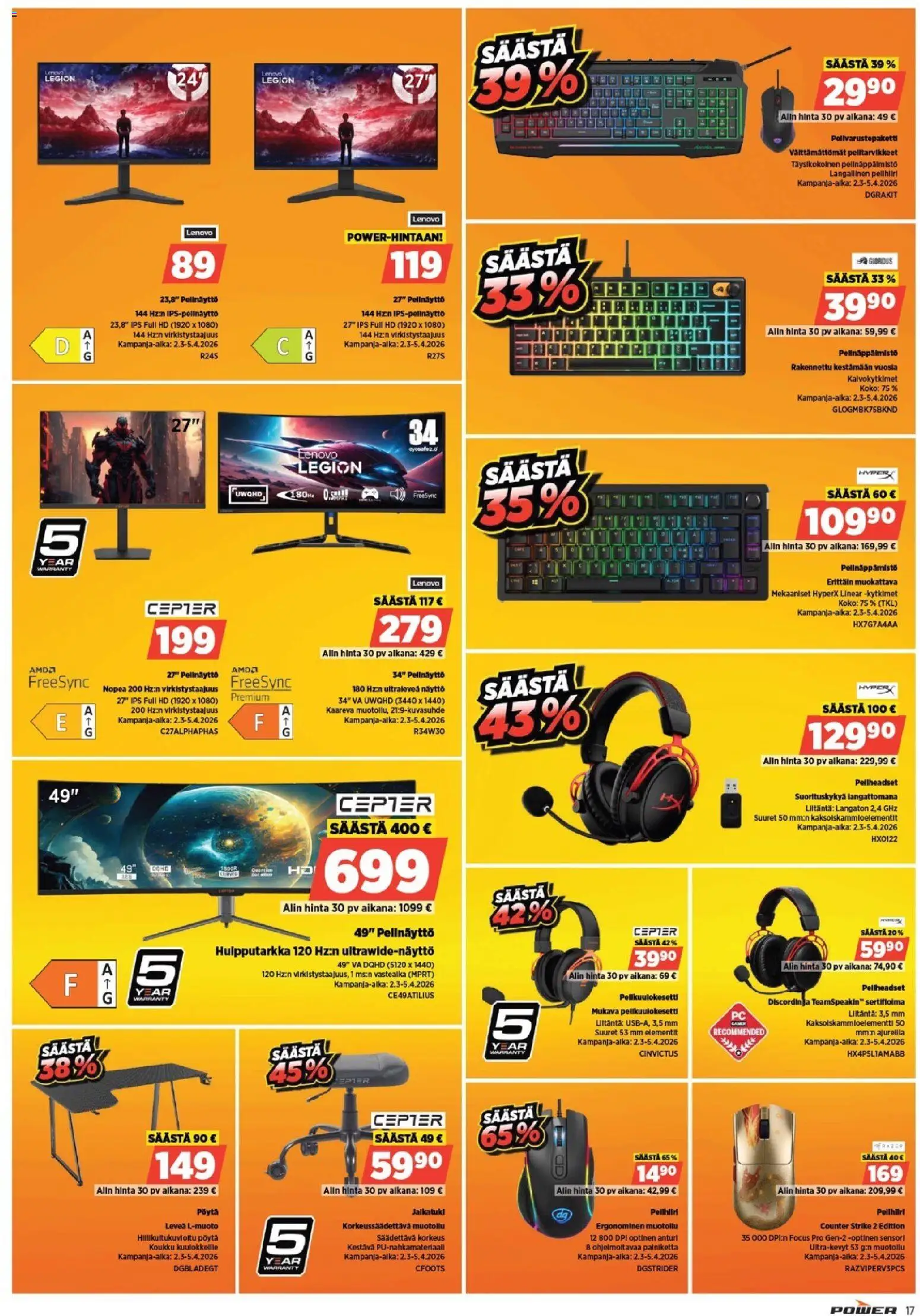 Power tarjoukset – voimassa 09.03.2026 alkaen | Sivu: 17 | Tuotteet: Pöytä