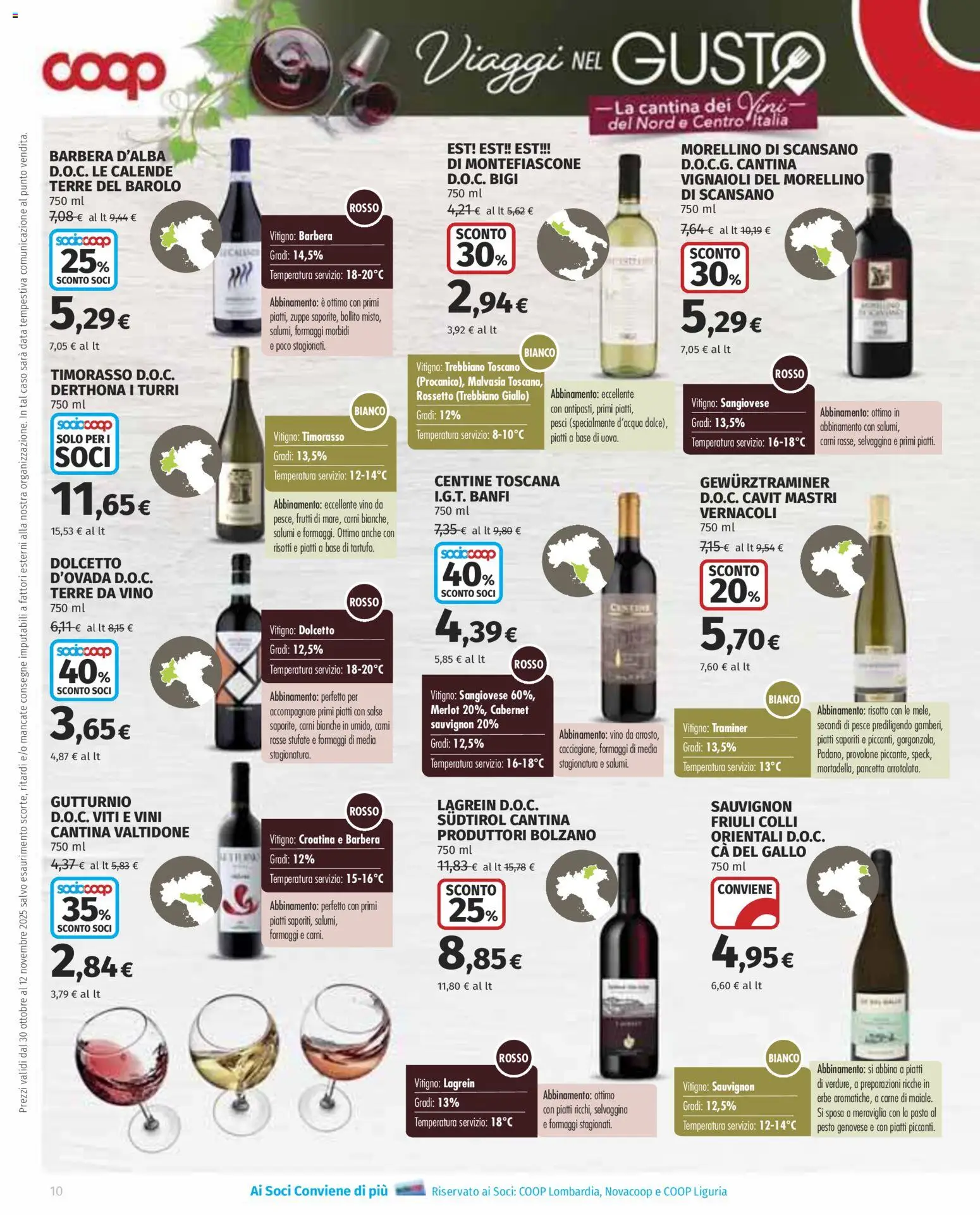 Volantino COOP del 30.10.2025 | Pagina: 10 | Prodotti: Rossetto, Vino, Pasta, Data