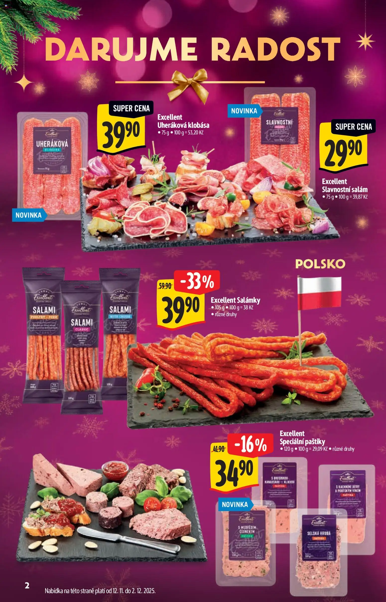 Albert katalog - Supermarket od 12.11.2025 | Strana: 2 | Produkty: Salám, Klobása