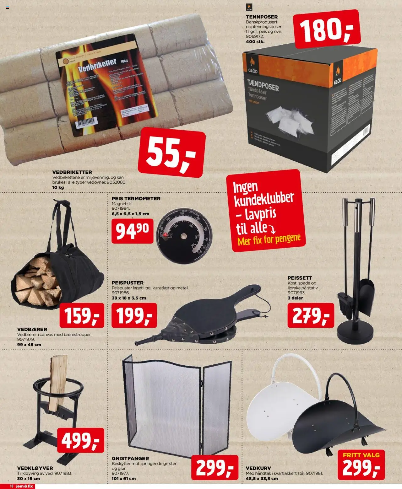 {H1} | Side: 18 | Produkter: Peis, Uscător rufe, Termometer, Håndtak