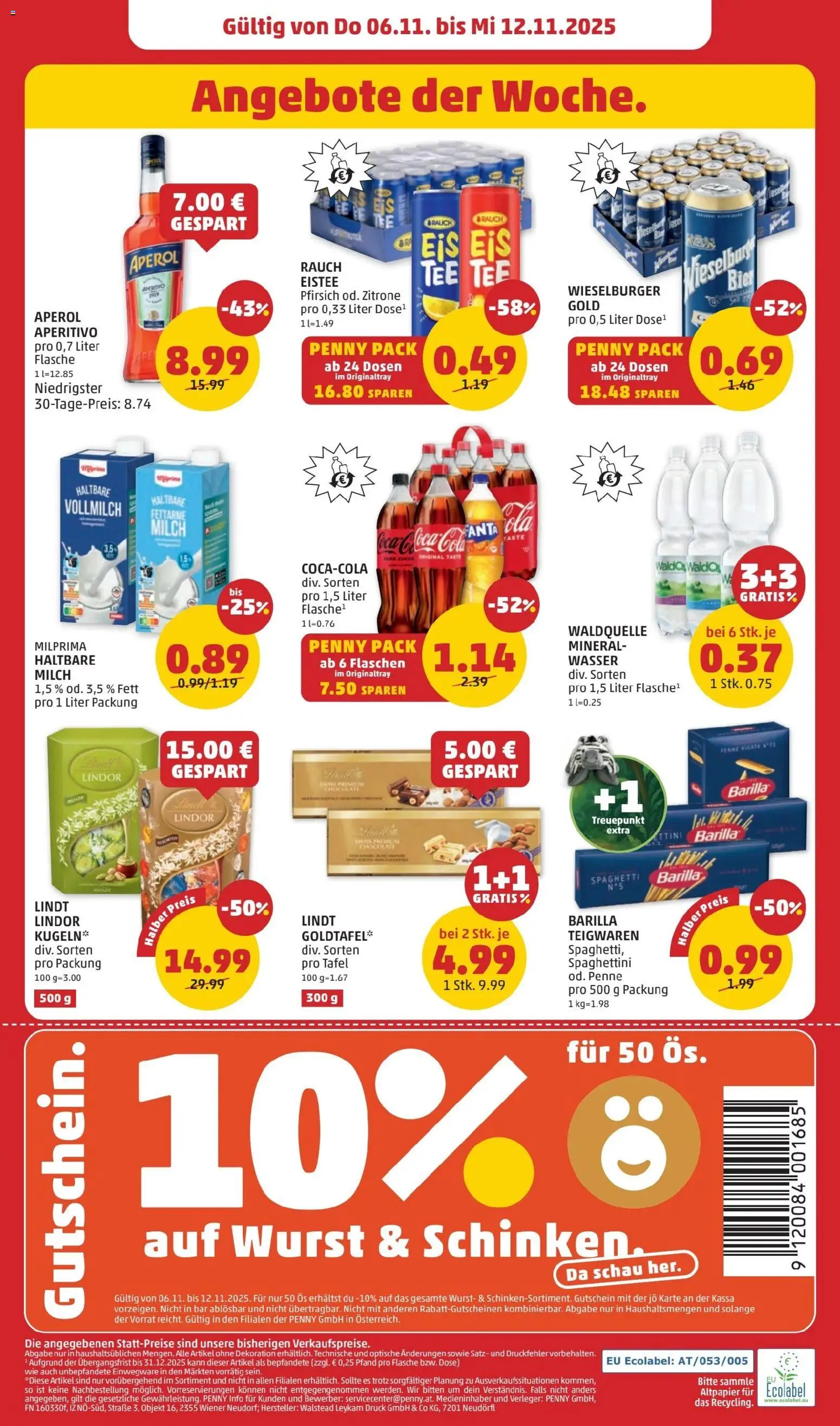 Penny Markt Flugblatt gültig ab 06.11.2025 | Seite: 28 | Produkte: Eis, Pfirsich, Hajdina liszt, Bier